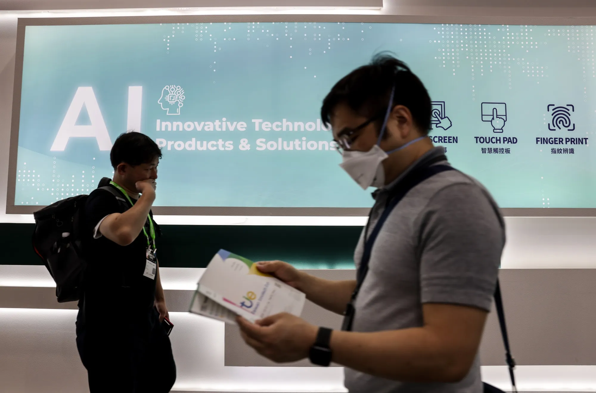Signage for artificial intelligence during the Taipei Computex expo in Taipei, Taiwan, on Tuesday, May 30, 2023.&nbsp;