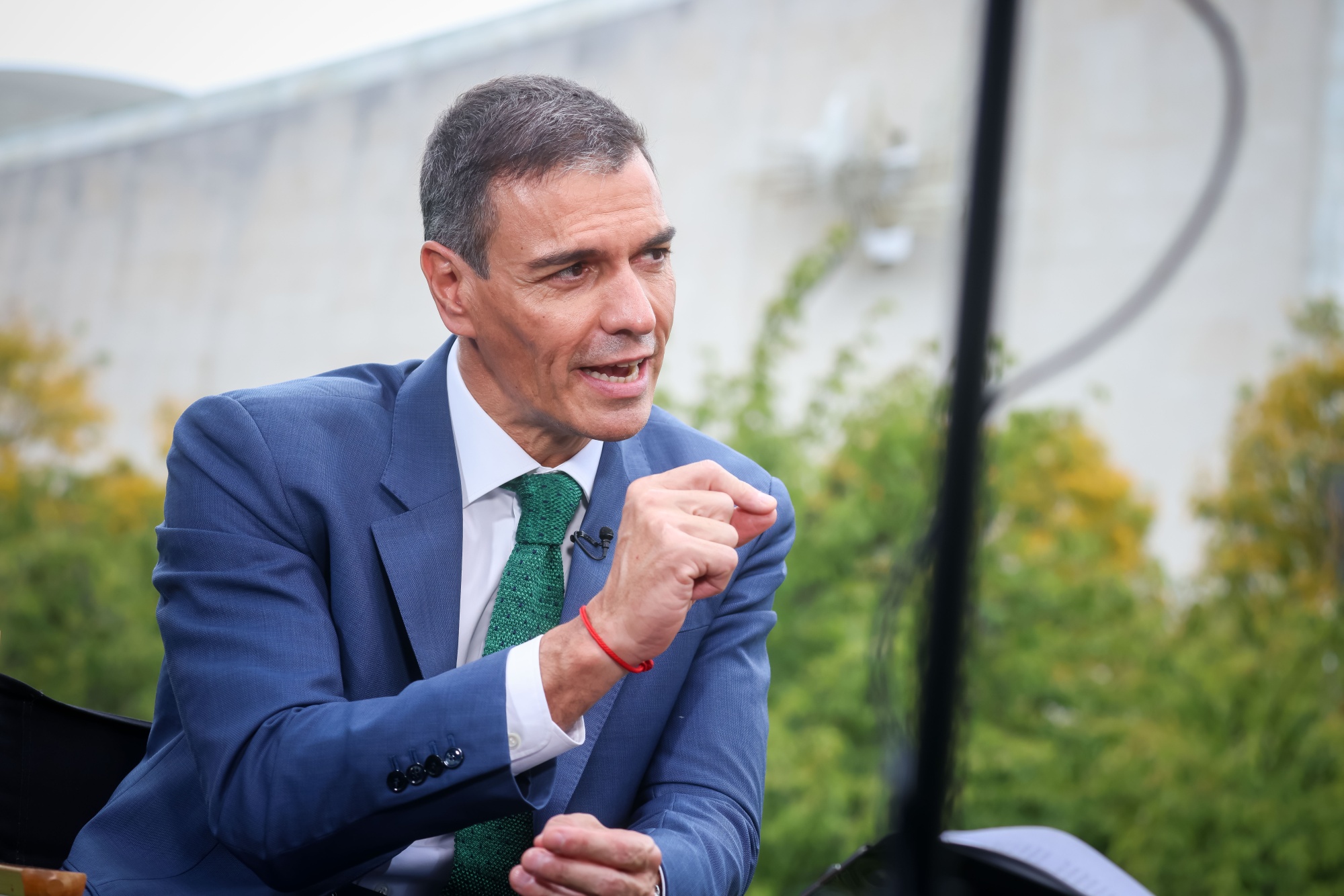 Pedro Sanchez, Spain's prime minister, during a Bloomberg Television interview in New York, US, on Wednesday, Sept. 24, 2025. Sanchez said he'll run for re-election in 2027, despite polls that show he would have a difficult time winning a majority in parliament. Photographer: Michael Nagle/Bloomberg
