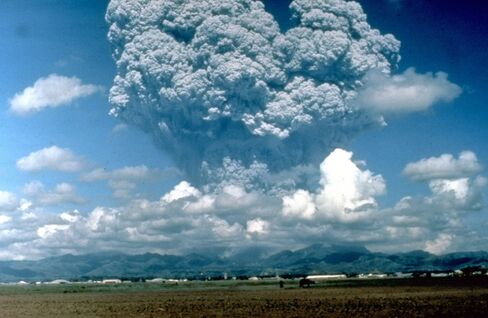 Mount Pinatubo volcano erupting.