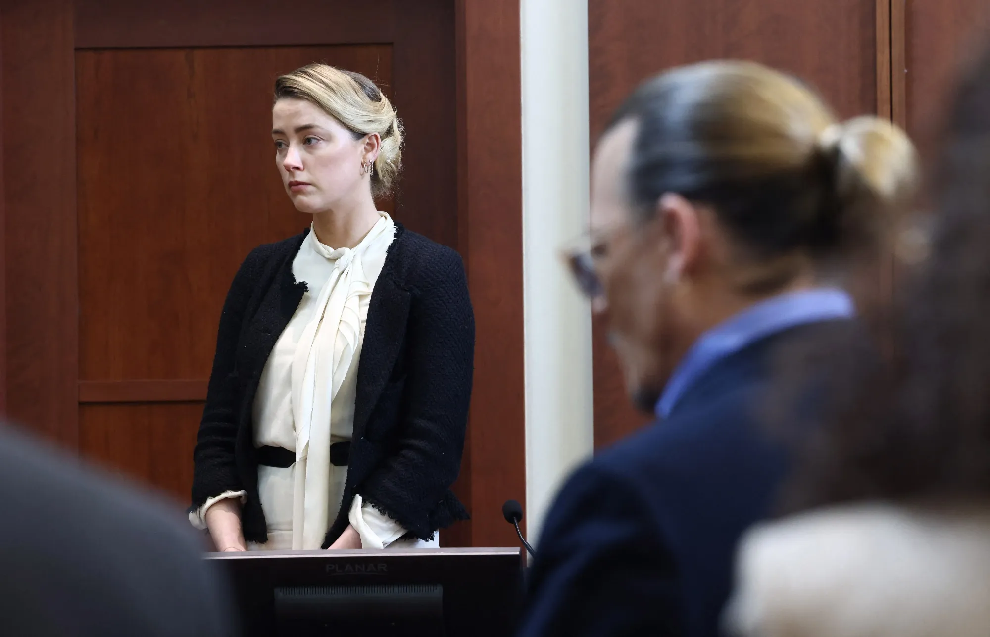 Amber Heard at the Fairfax County Circuit Courthouse in Fairfax, Virginia&nbsp;on May 5.