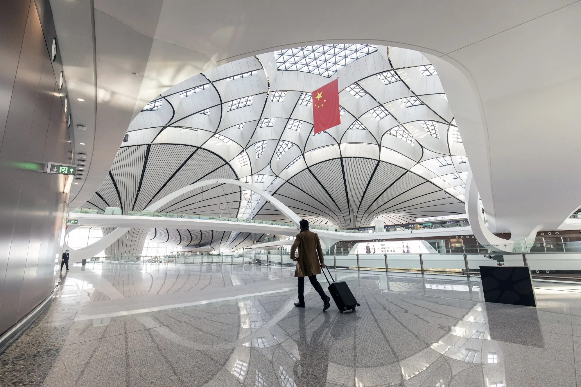 A traveler at Beijing Daxing International Airport.