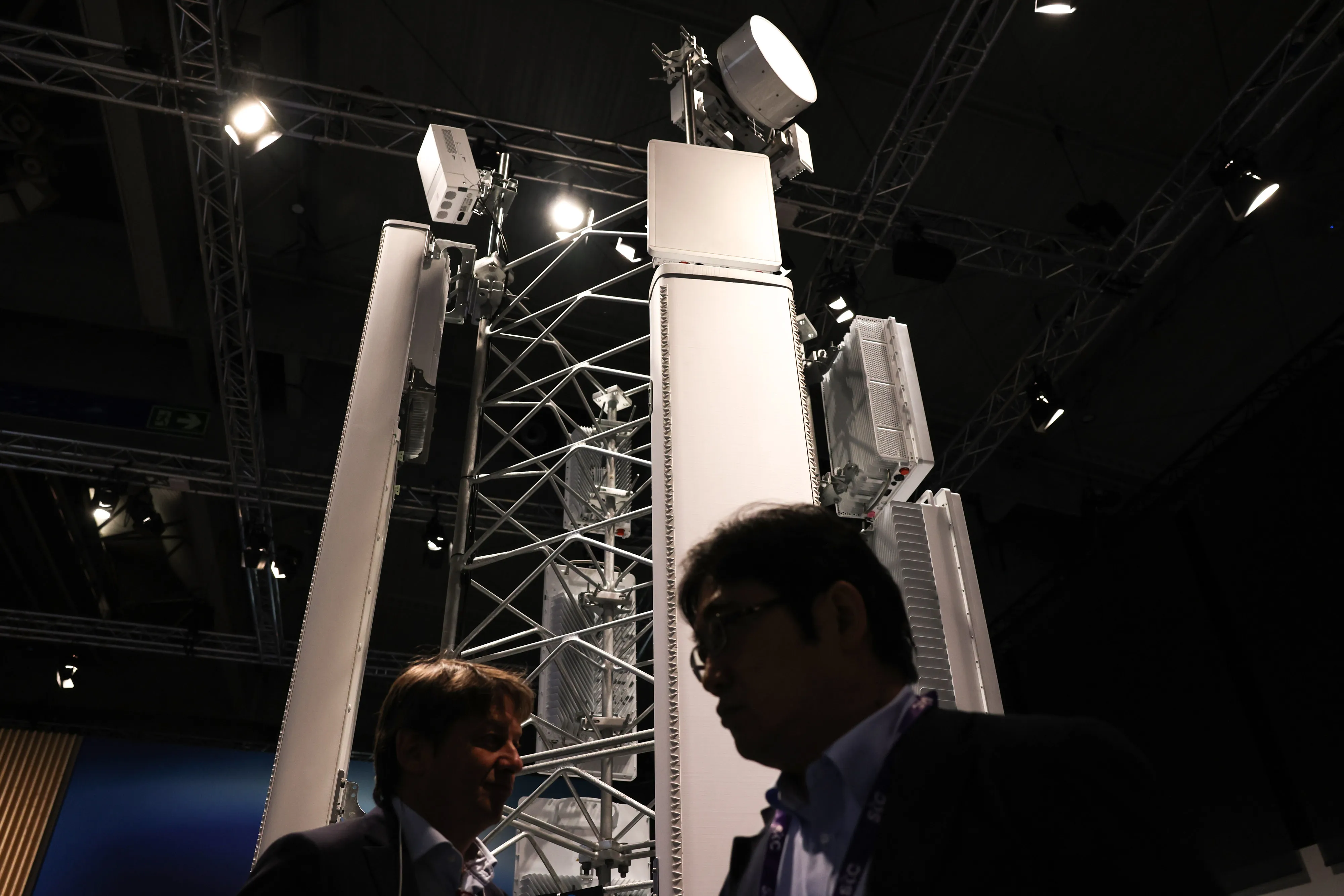 Radio equipment at the Ericsson booth at the Mobile World Congress (MWC)&nbsp;in Barcelona in 2024.&nbsp;