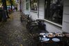 Plates on a vacant restaurant terrace table in the Neukoelln district of Berlin, Germany, on Thursday, Oct. 22, 2020.