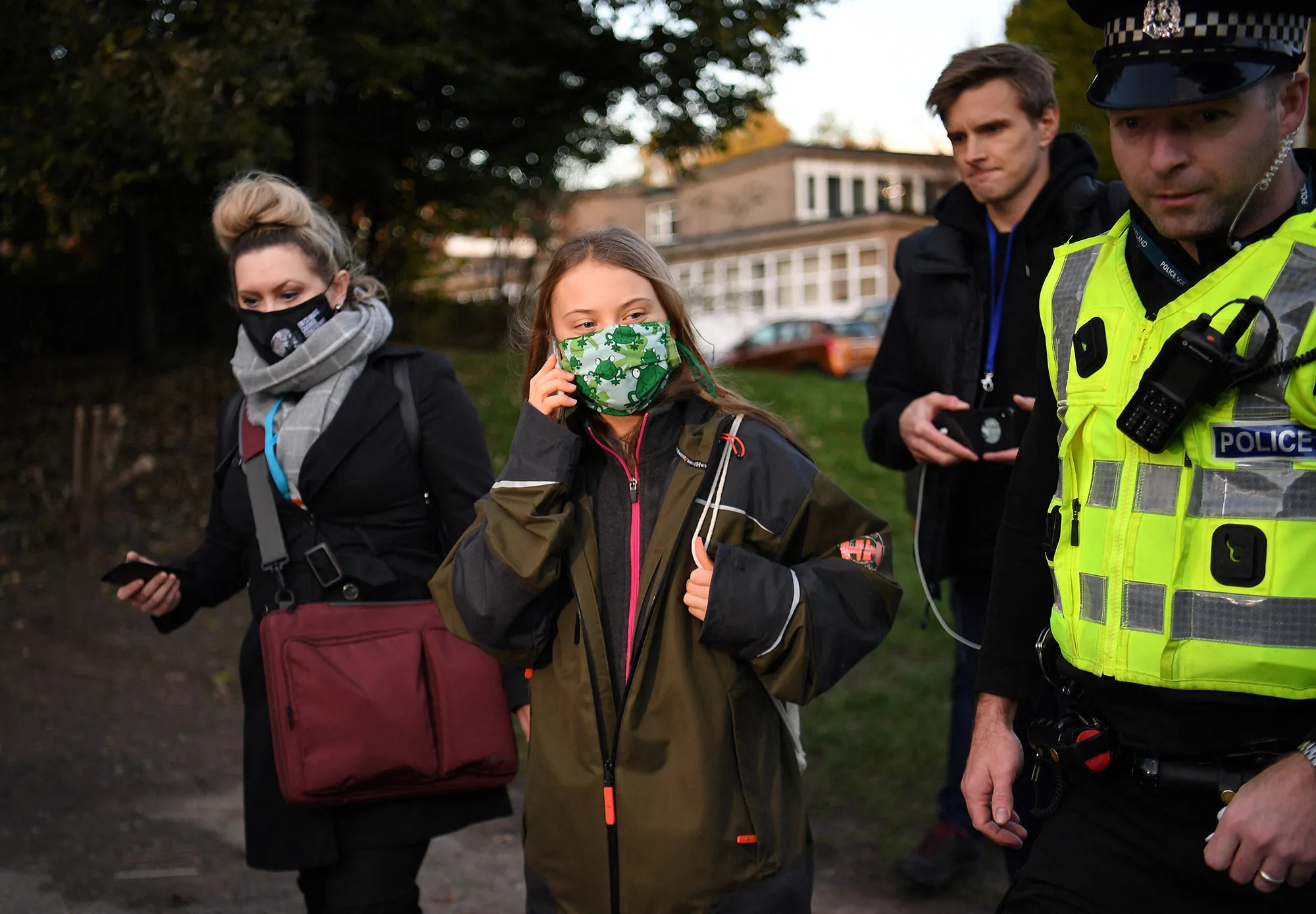 Greta Thurnberg&nbsp;walks to a session on the sidelines of the COP26 Climate Conference in Glasgow, on Nov.&nbsp;3.