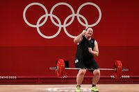 Laurel Hubbard of Team New Zealand during the Weightlifting - Women's 87kg+ Group A on day ten of the Tokyo 2020 Olympic Games on Aug. 2.