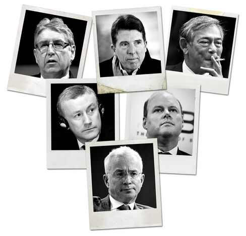 Clockwise from top left: HSBC's Mike Geoghegan, Barclays's Bob Diamond, Lloyds's Eric Daniels, RBS's Stephen Hester, Standard Chartered's Peter Sands, RBS's Fred Goodwin.