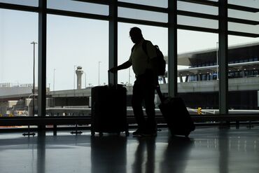 A traveler at Newark Liberty International Airport. 