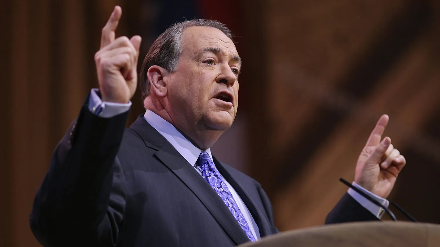Former Arkansas Governor Mike Huckabee speaks during the second day of the Conservative Political Action Conference at the Gaylord International Hotel and Conference Center March 7, 2014 in National Harbor, Maryland.
