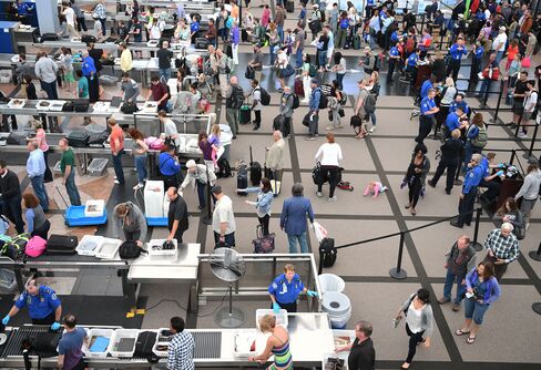 Security lines at Denver International Airport.