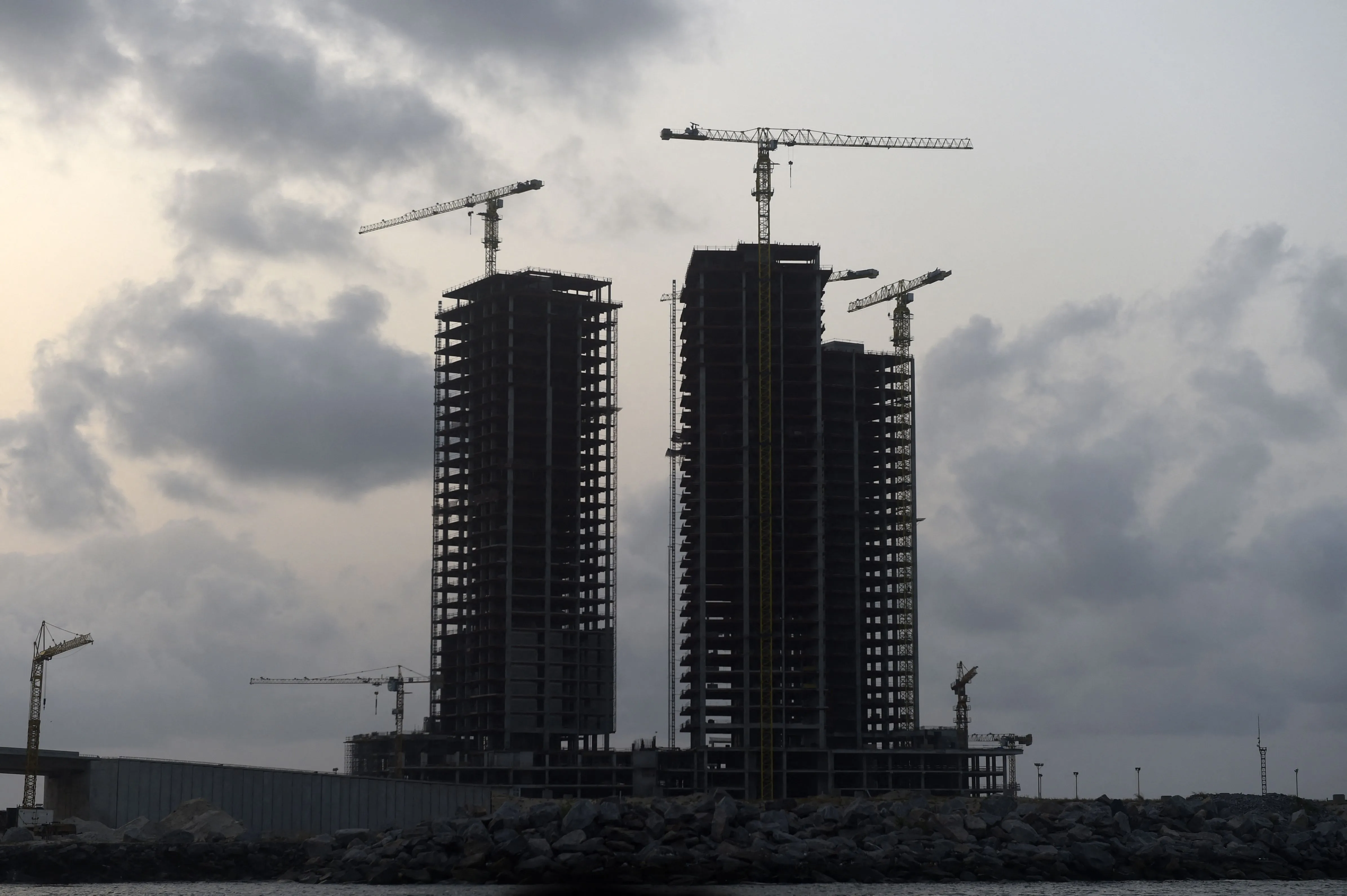 Skyscrapers being built&nbsp;outside Lagos, Nigeria, in 2019. As urbanization accelerates across Africa, carbon emissions from new construction represent a a&nbsp;growing&nbsp;concern.