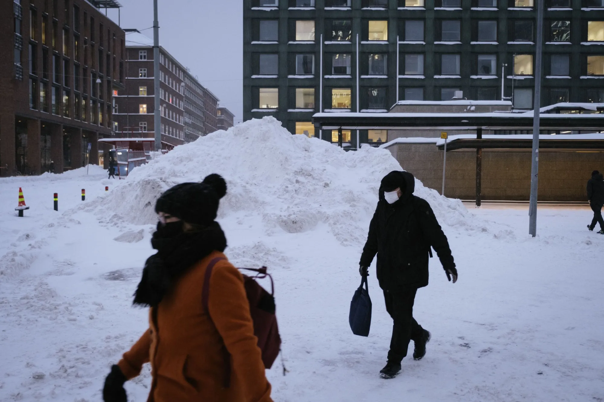 The snow-covered center of Helsinki in January.