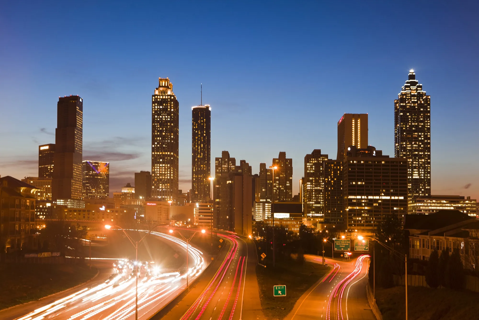 USA, Georgia, Atlanta City, Down Town Skyline