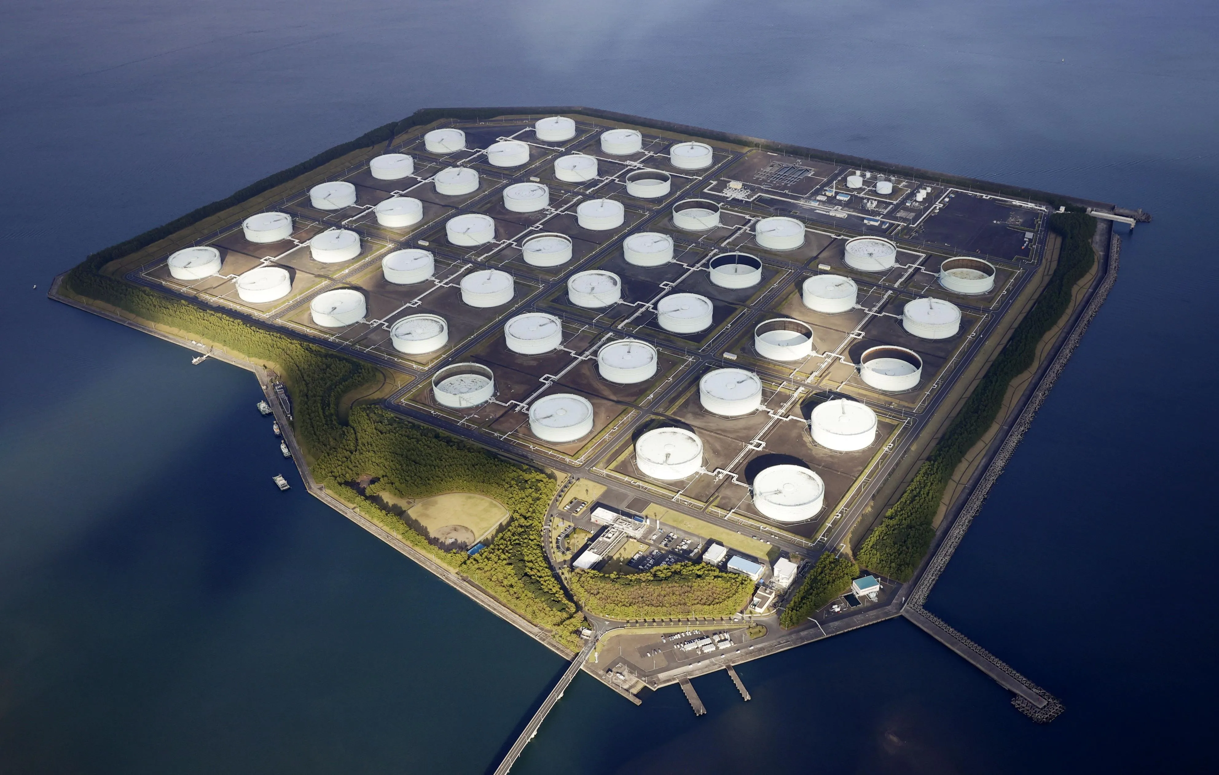 The Shibushi national petroleum stockpiling base in Kagoshima Prefecture, southwestern Japan.