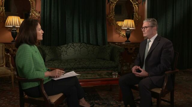 Mishal Husain and Keir Starmer in London on June 13. 