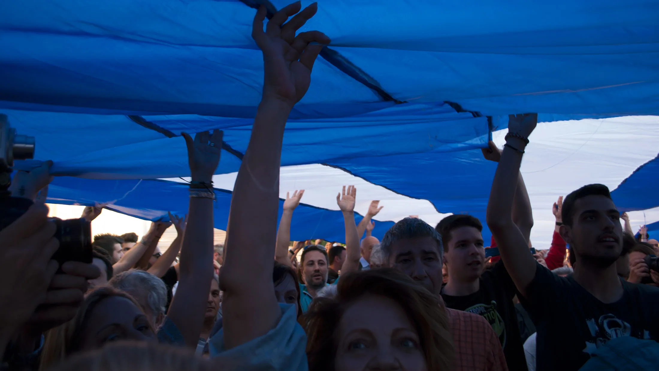 Protesters in front of the Greek parliament on June 22, 2015.

