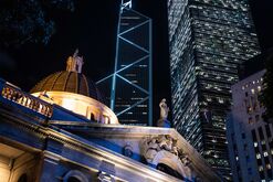Views of Hong Kong Business District as China-Sanctions Bill On Hong Kong Law Wins U.S. Senate Approval