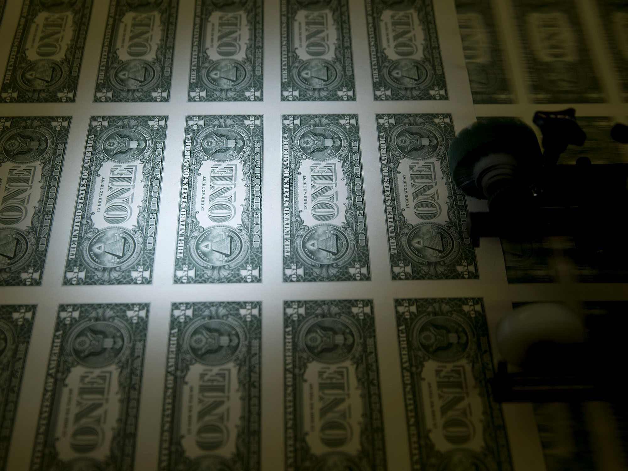 Money Printing Machine Printing 100 Dollar Stock Illustration