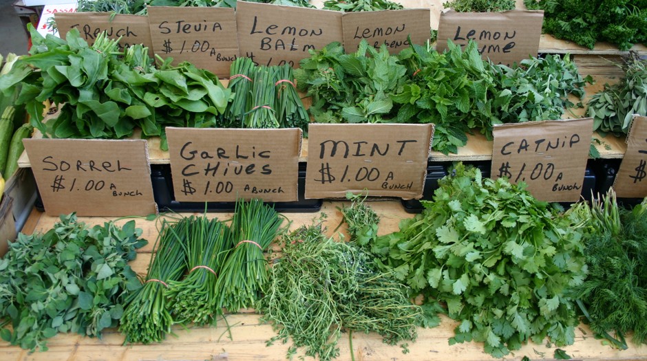 Herbs on sale at Eastern Market in Detroit. 