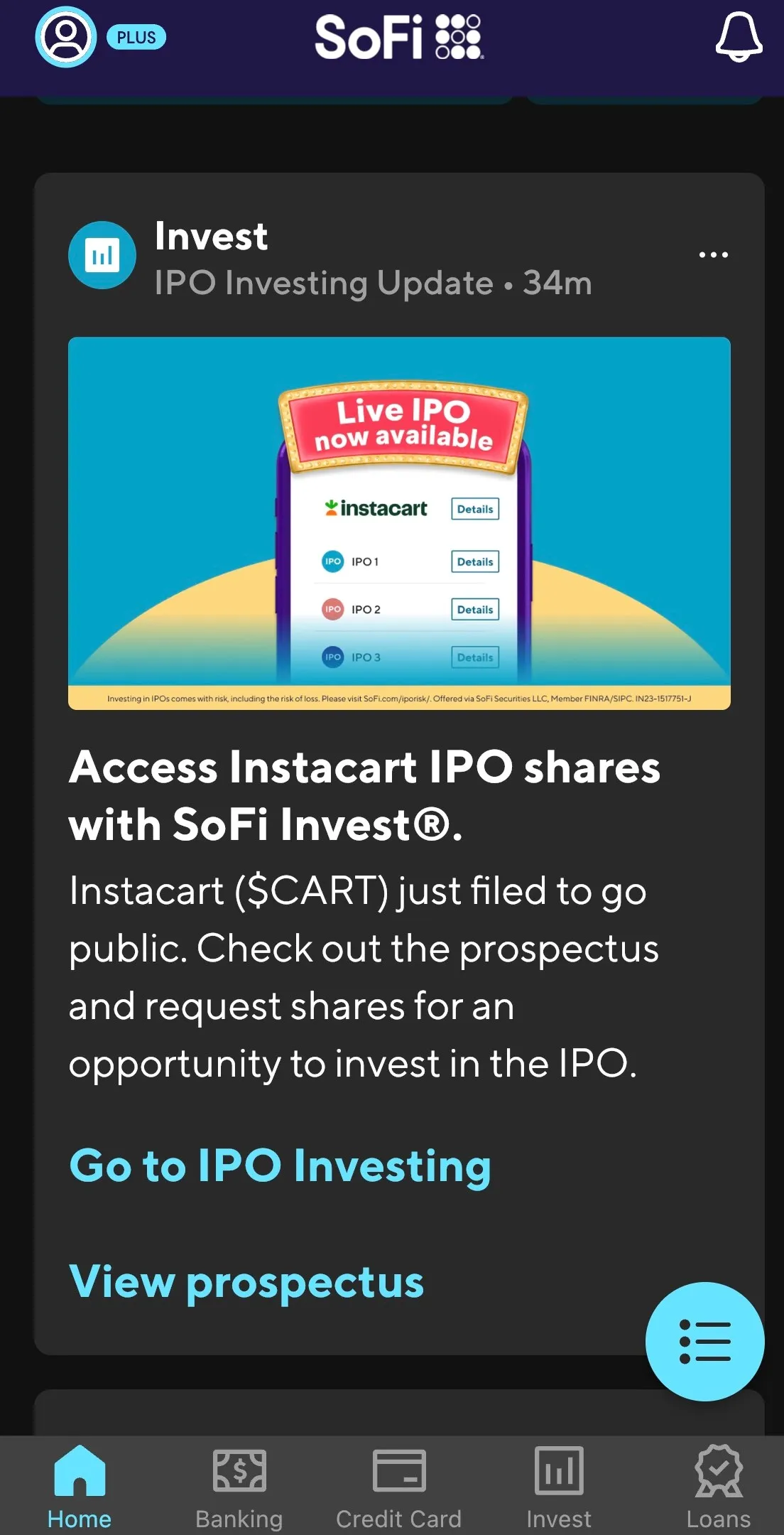 SoFi Faces Key Test With Instacart IPO in Transition From Upstart Fintech -  Bloomberg
