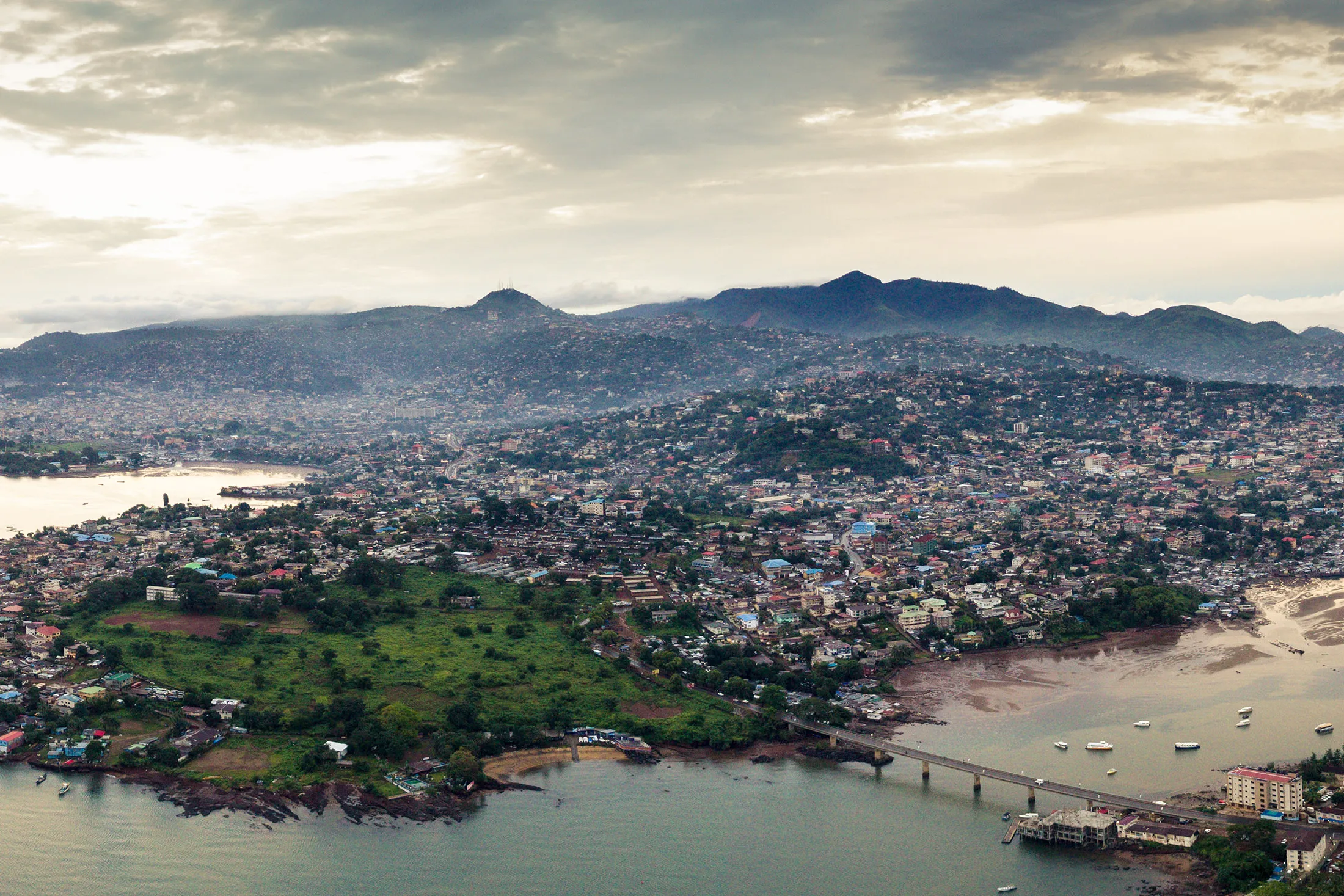 The western side of Freetown, Sierra Leone.