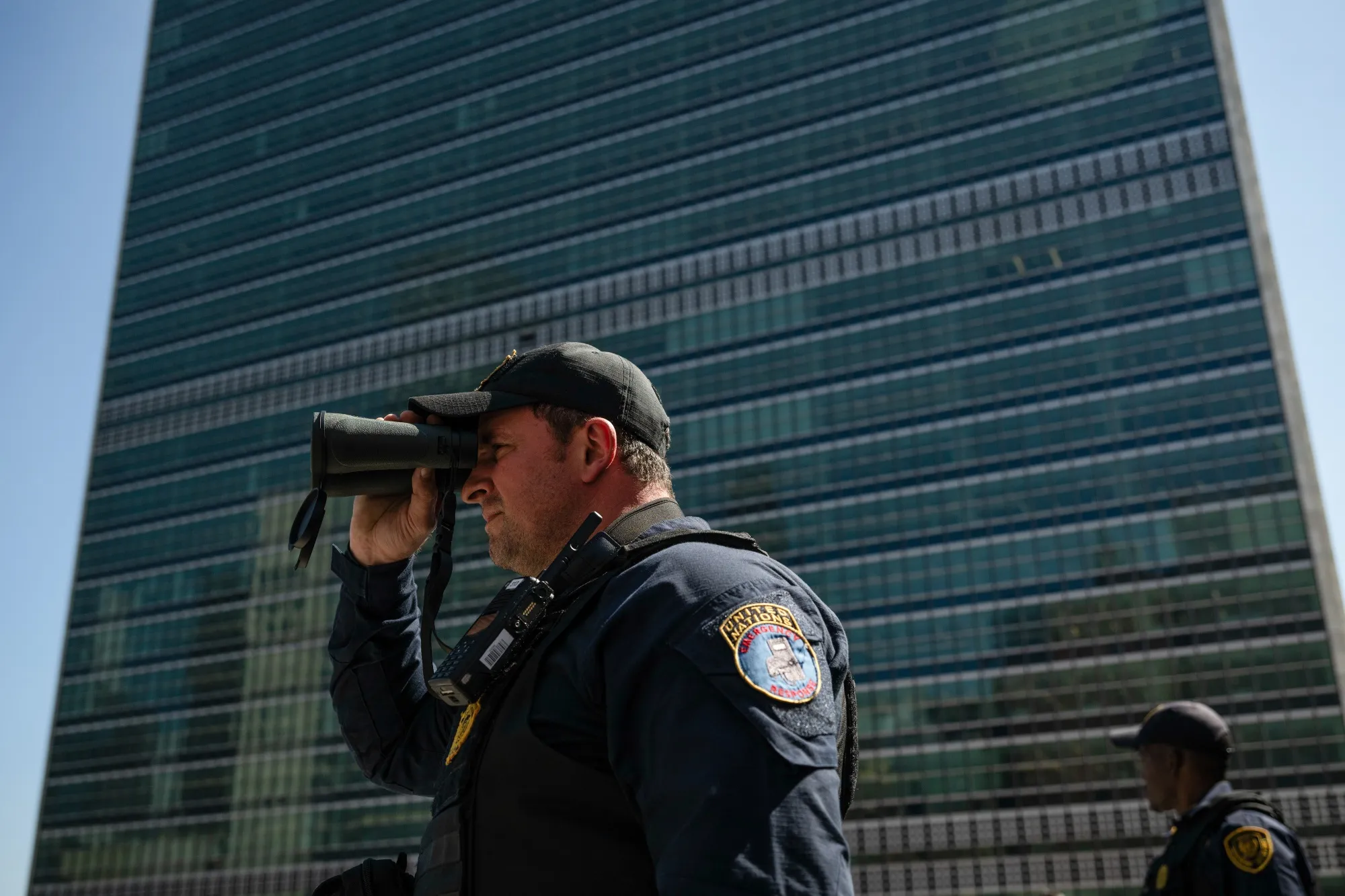Officers with the UN Emergency Response Unit at the United Nations headquarters in New York on Sept. 18.