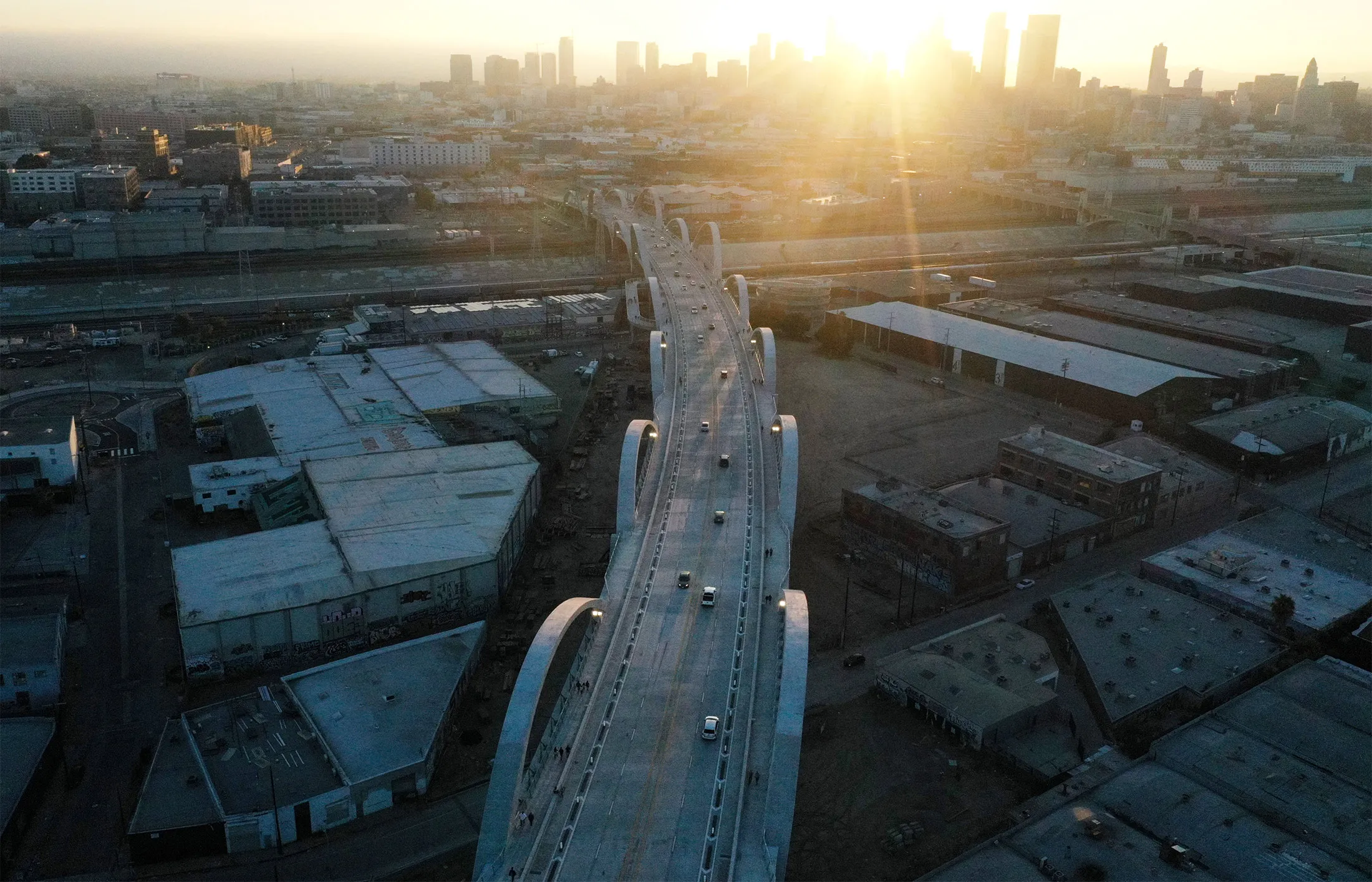 The Sixth Street Viaduct bridge in Los Angeles, on July 11.