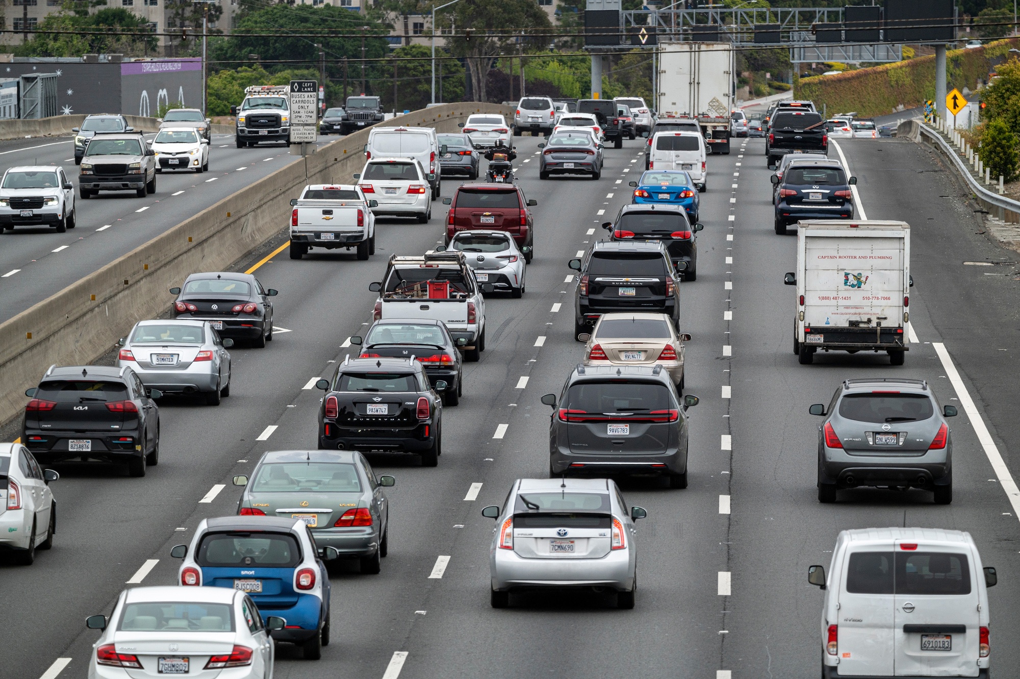 Vehicles on Interstate 80 in Richmond, California.