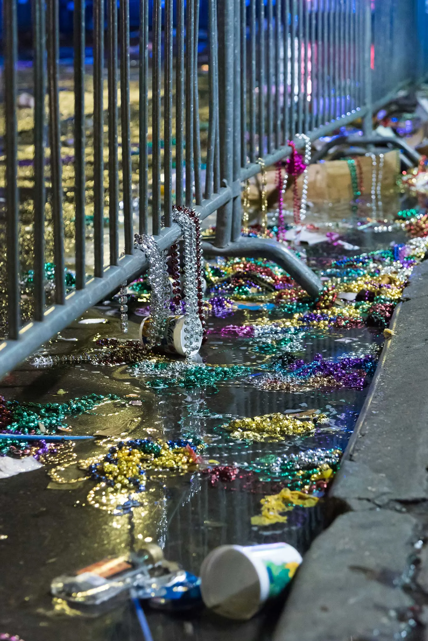 Pile of beads waiting to be picked up by the sanitation crews at Lee Circle on March 1.