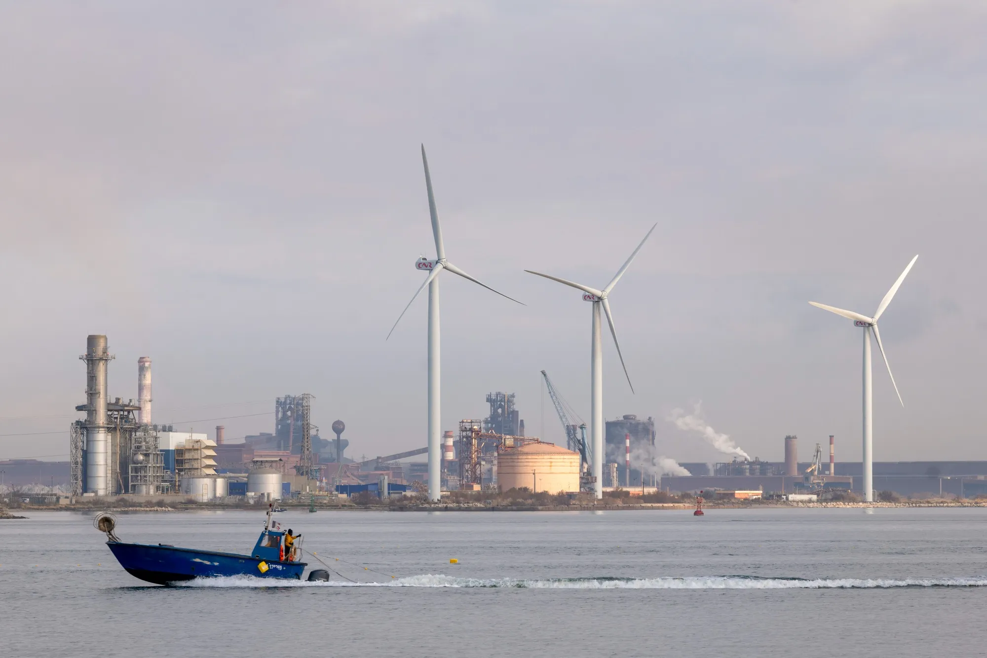 Wind turbines operated by Engie SA  in Fos-sur-Mer, France.