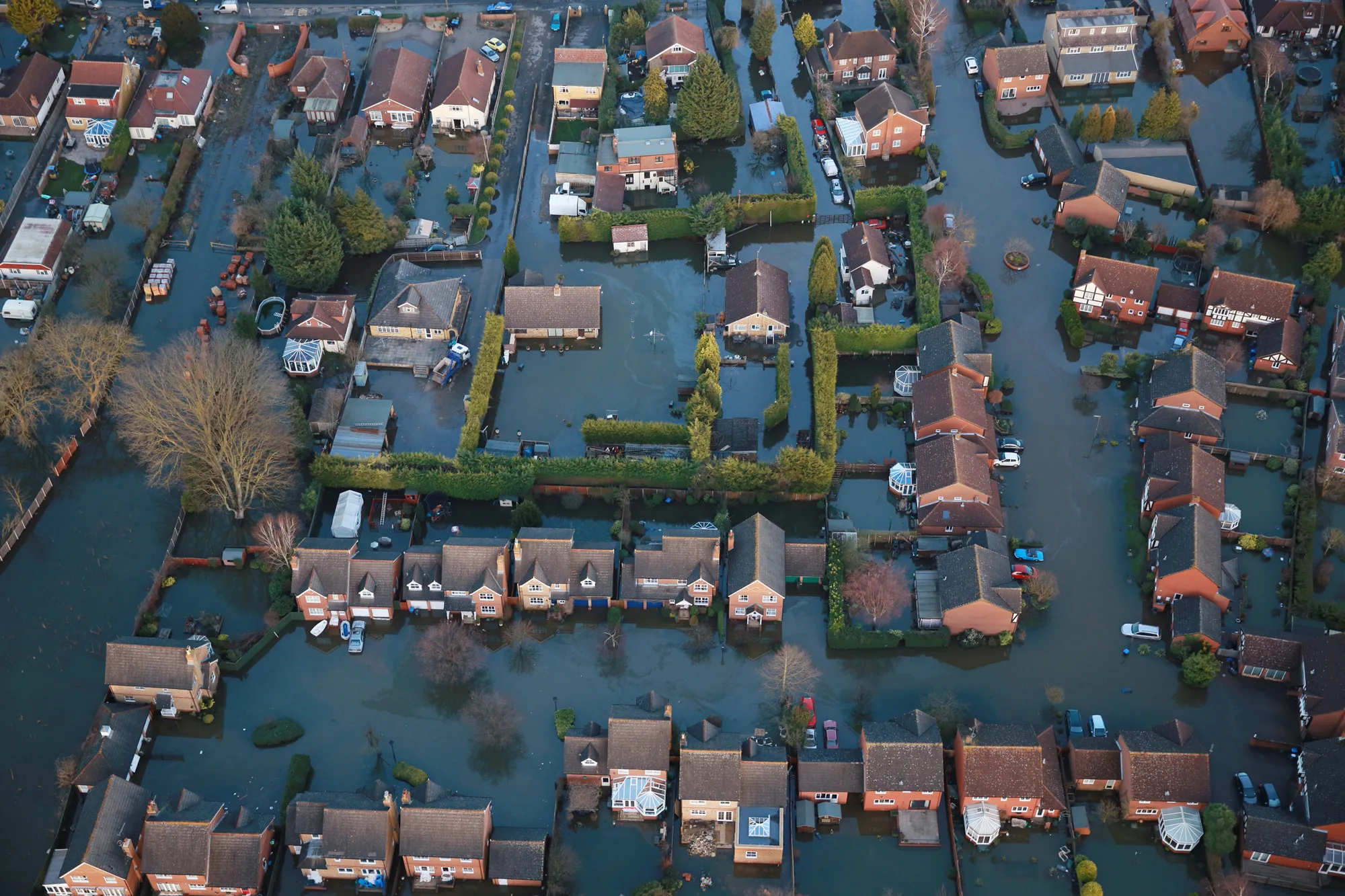 Aerial Views Over The River Thames Show Extent Of The Flooding