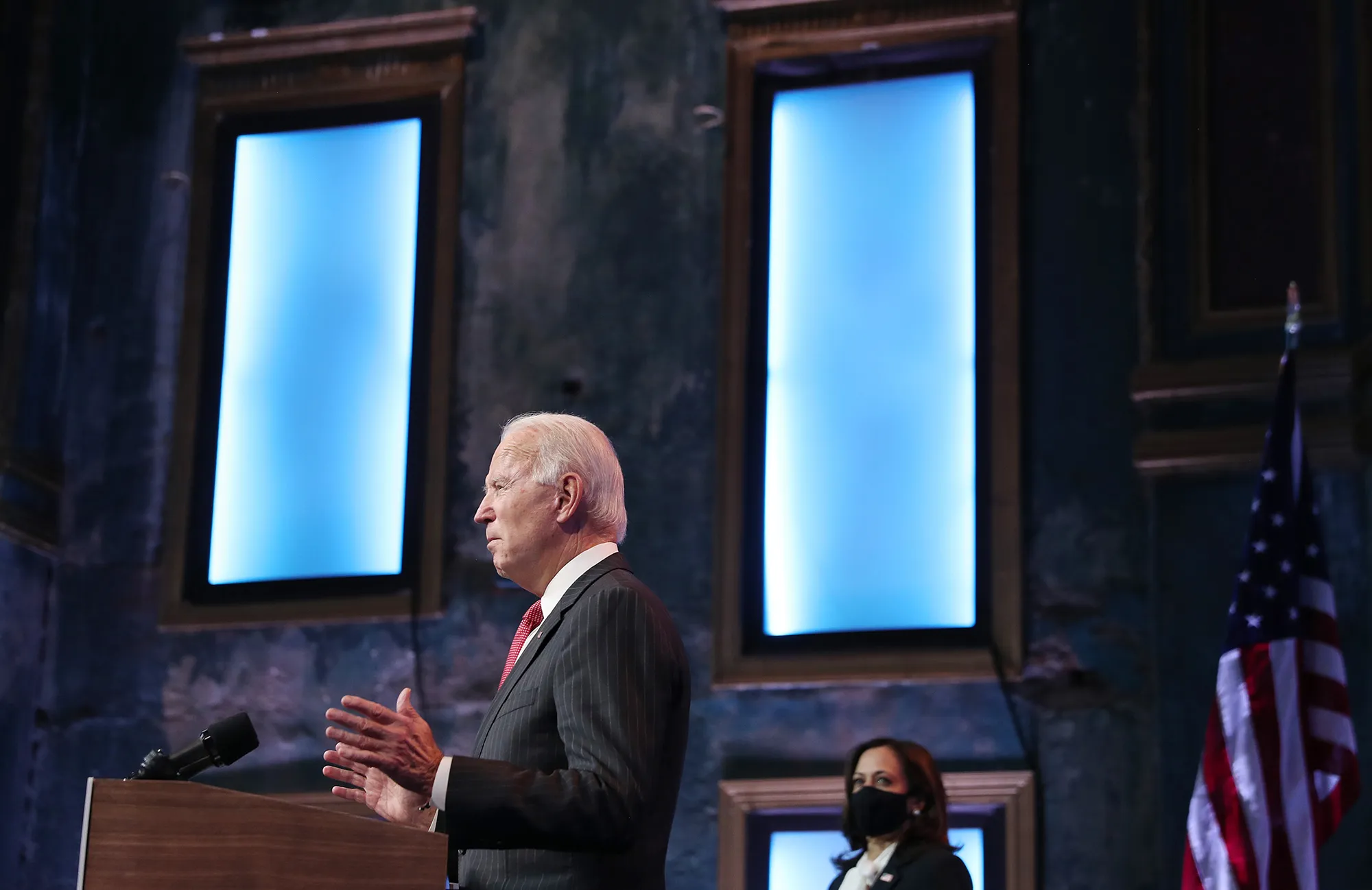 Joe Biden and Kamala Harris following a meeting with the National Governors Association’s executive committee on Nov. 19.