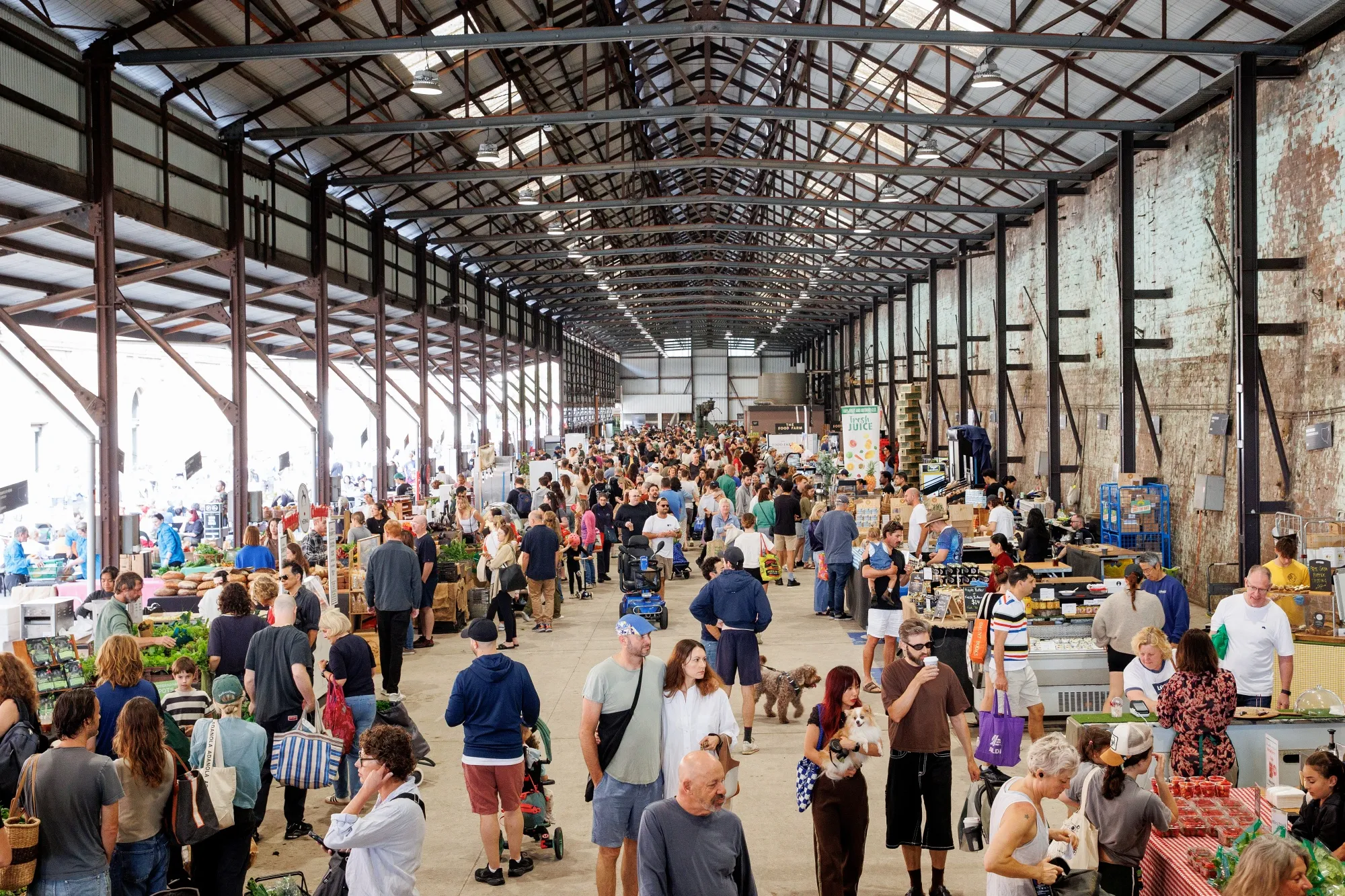 Customers at Carriageworks Farmers Market in Sydney, Australia.