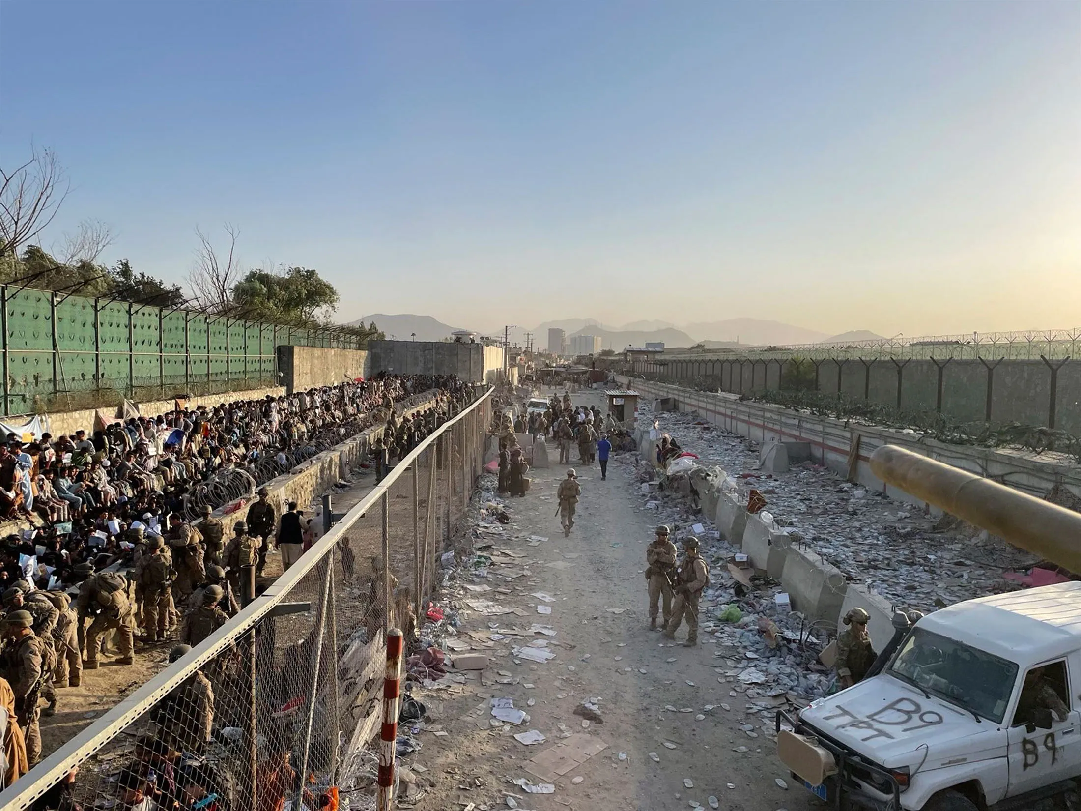 The bombing area at Abbey Gate in Kabul, Afghanistan, on Aug. 26, 2021, before the blast.