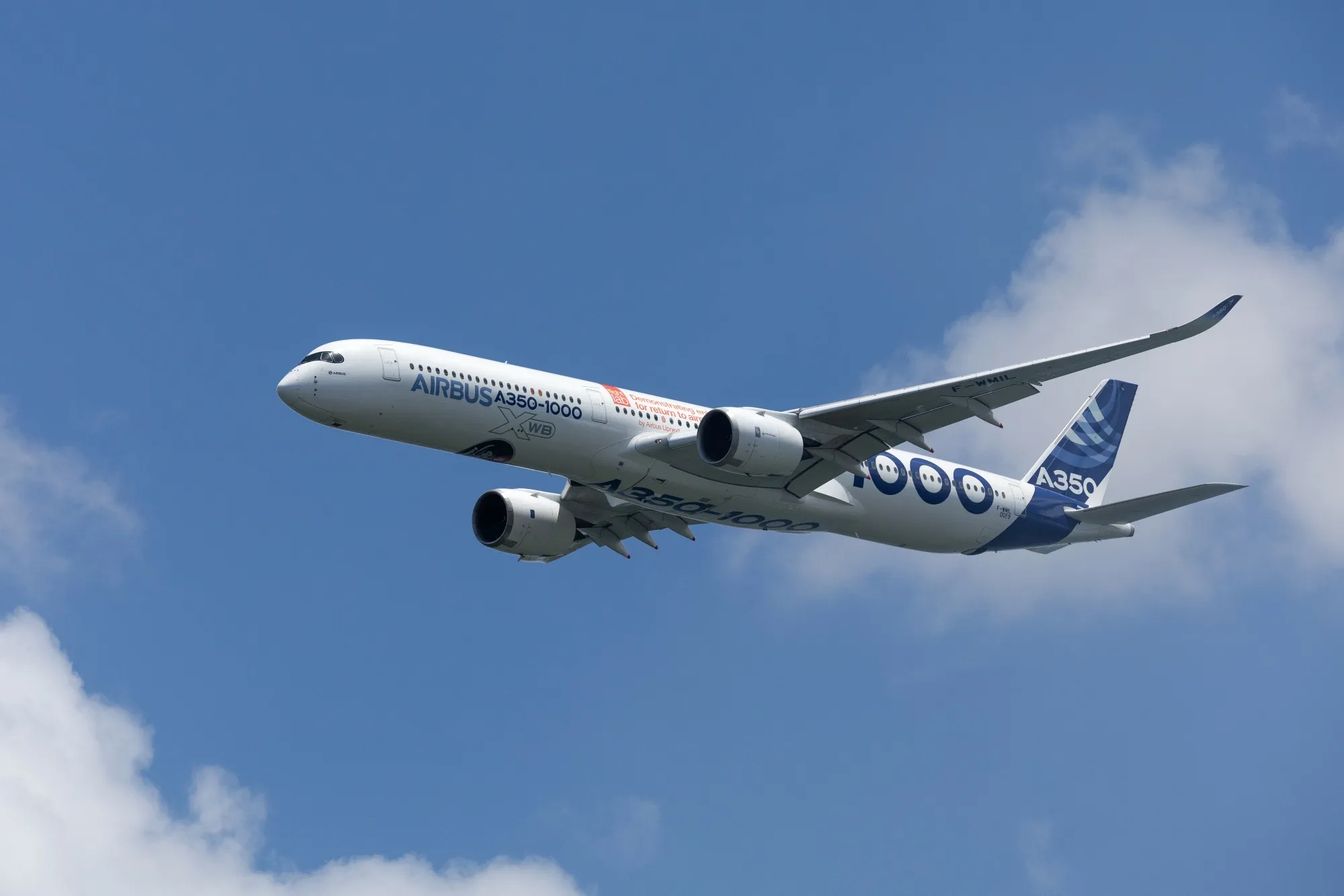 An Airbus A350-1000 passenger jet.