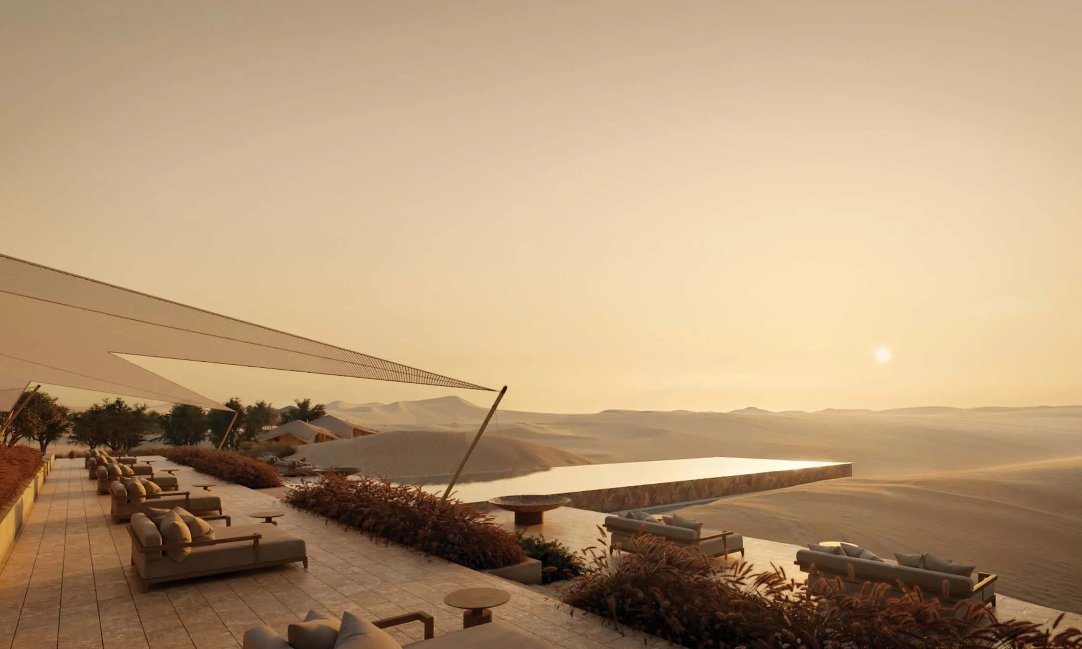 A rendering of the Malkai Sharqiyah main pool in Oman.