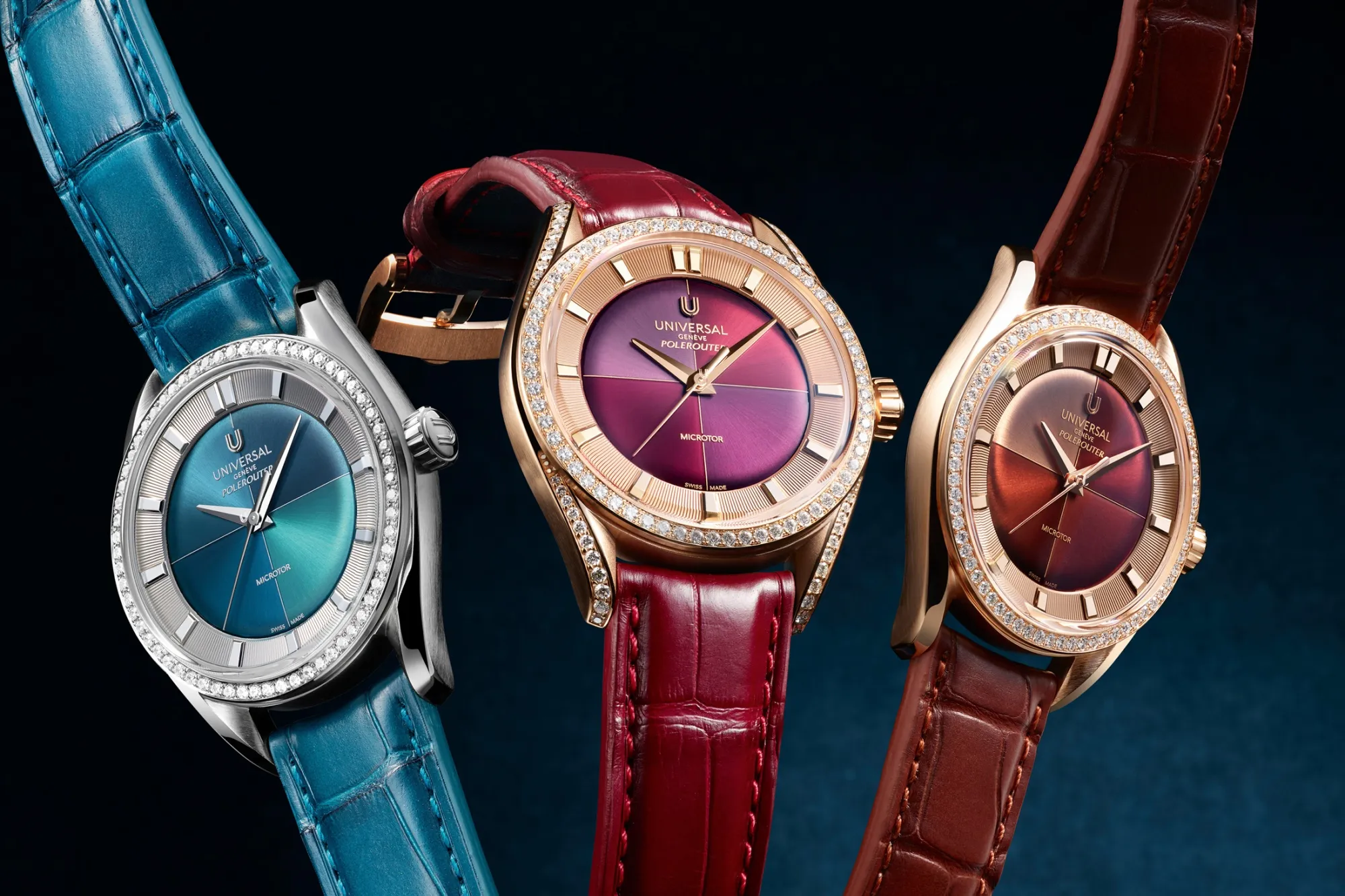 Upscale versions of&nbsp;Universal Genève’s Polerouter watch will have diamonds and semi-precious stone dials.