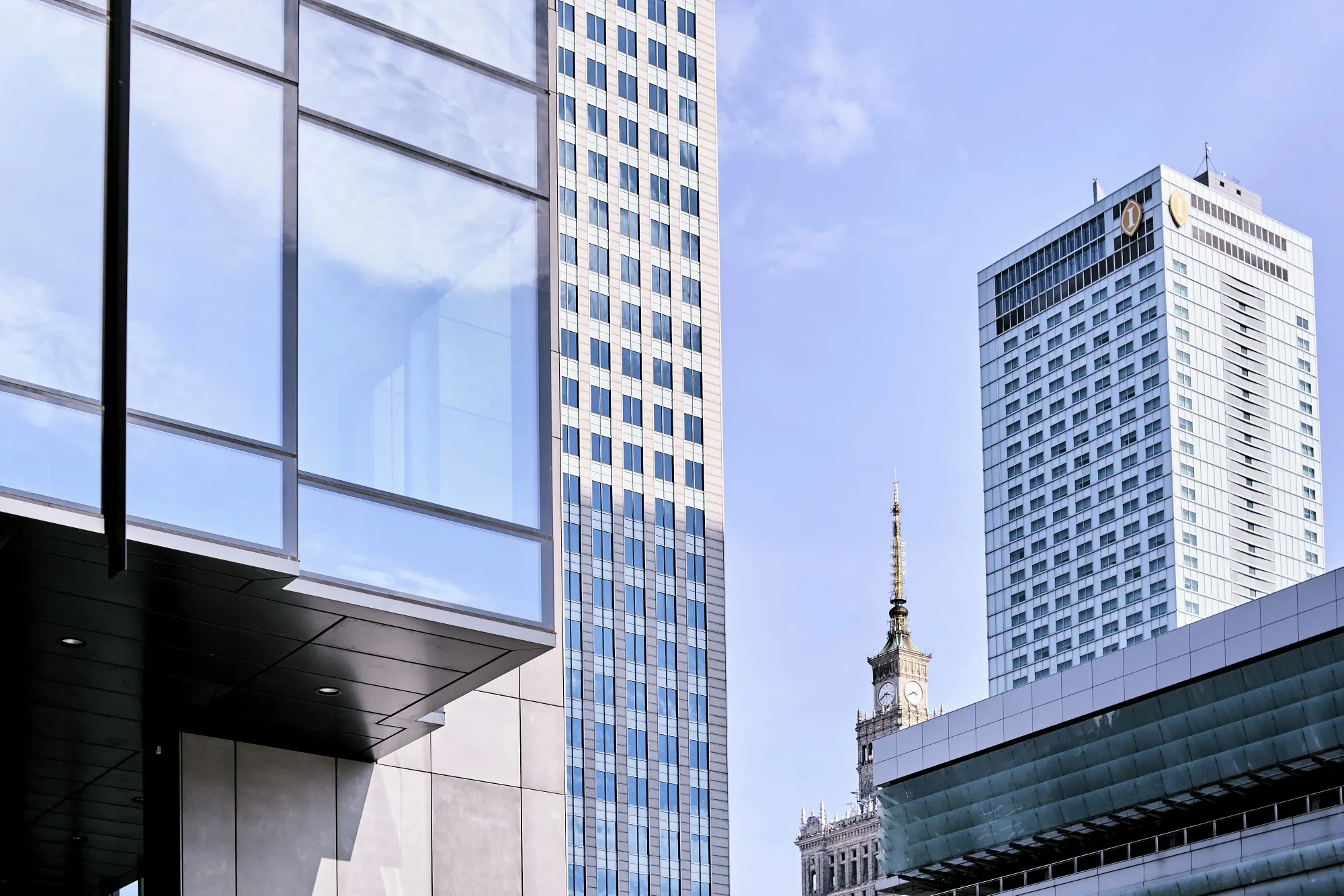 Skyscrapers in the financial district of Warsaw.