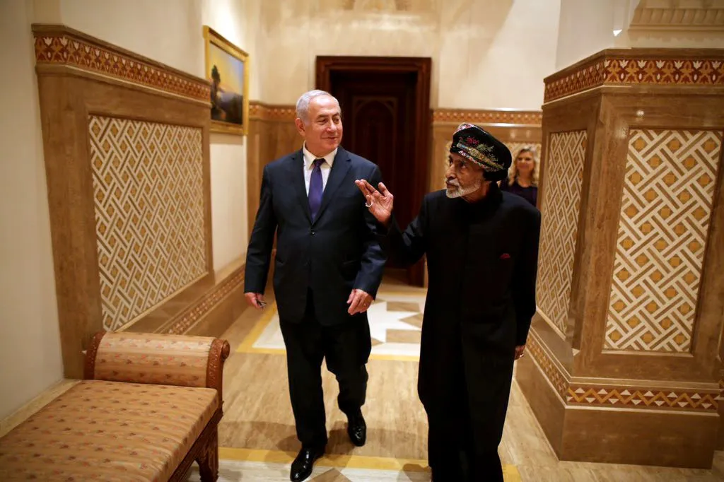 Binyamin Netanyahu, left, with Qaboos bin Said in Muscat, Oman on Oct. 26