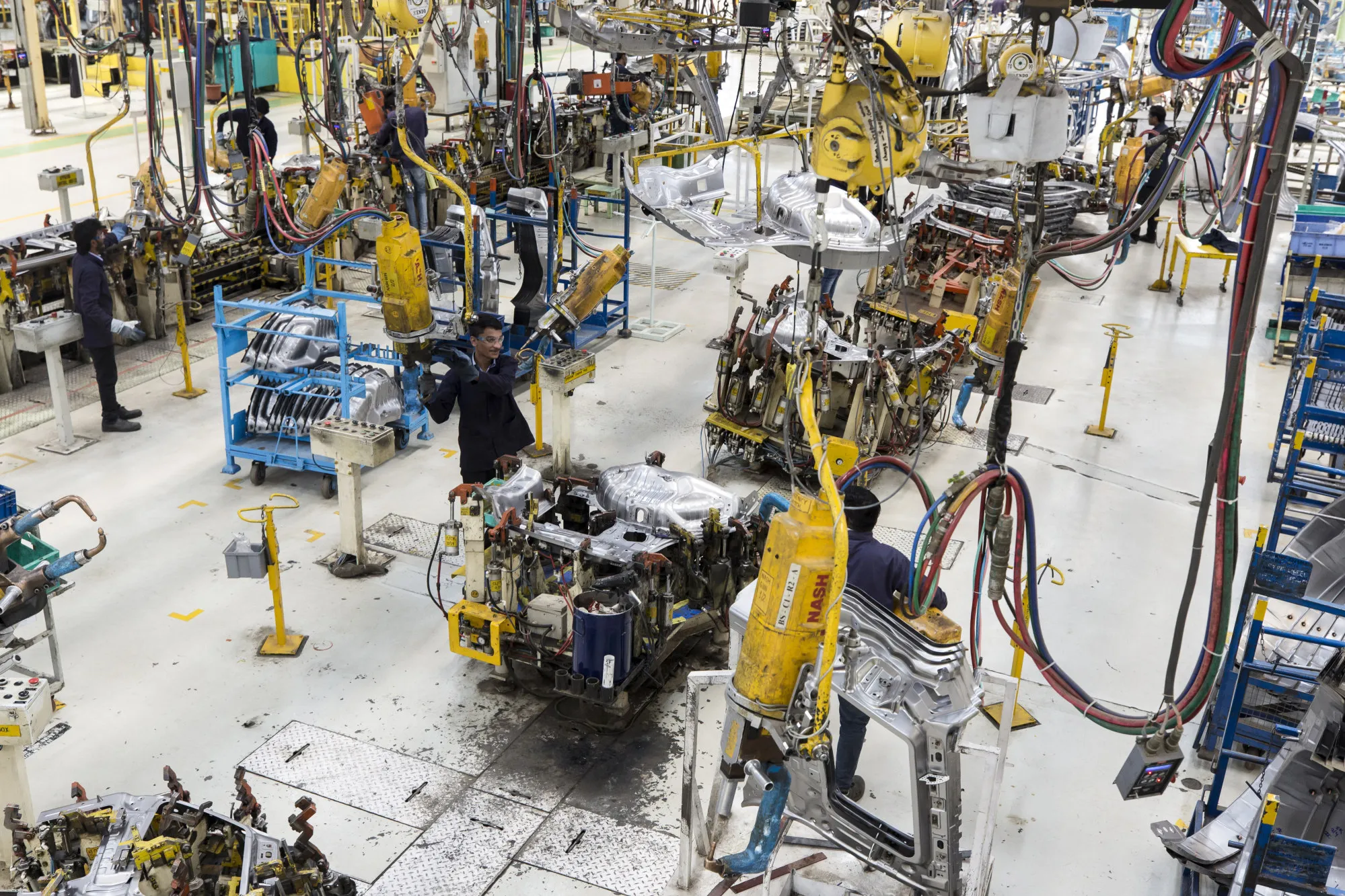 Inside the production line at the Mahindra &amp; Mahindra’s facility in Maharashtra, India.