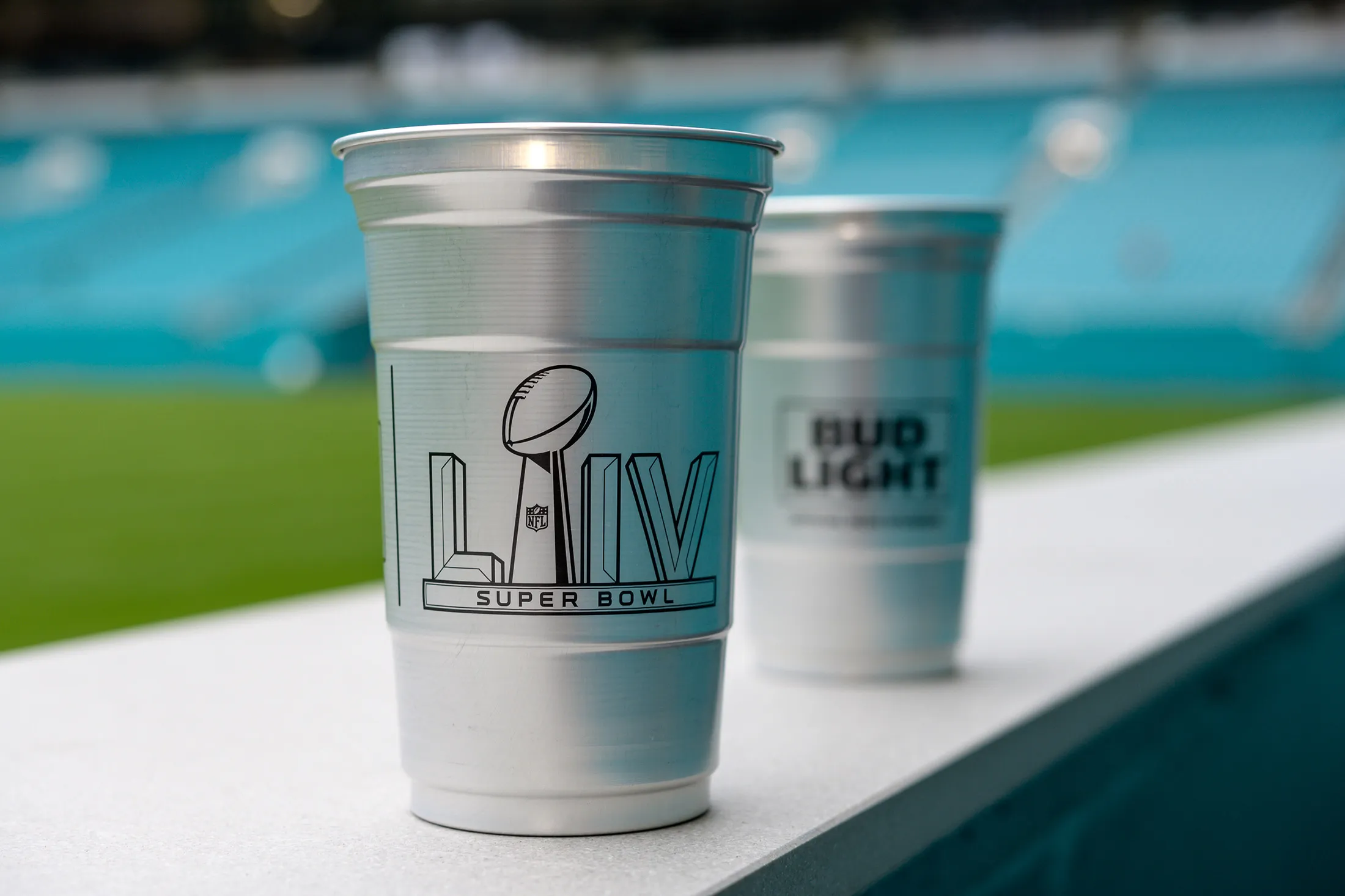 Aluminum cups at the Super Bowl.