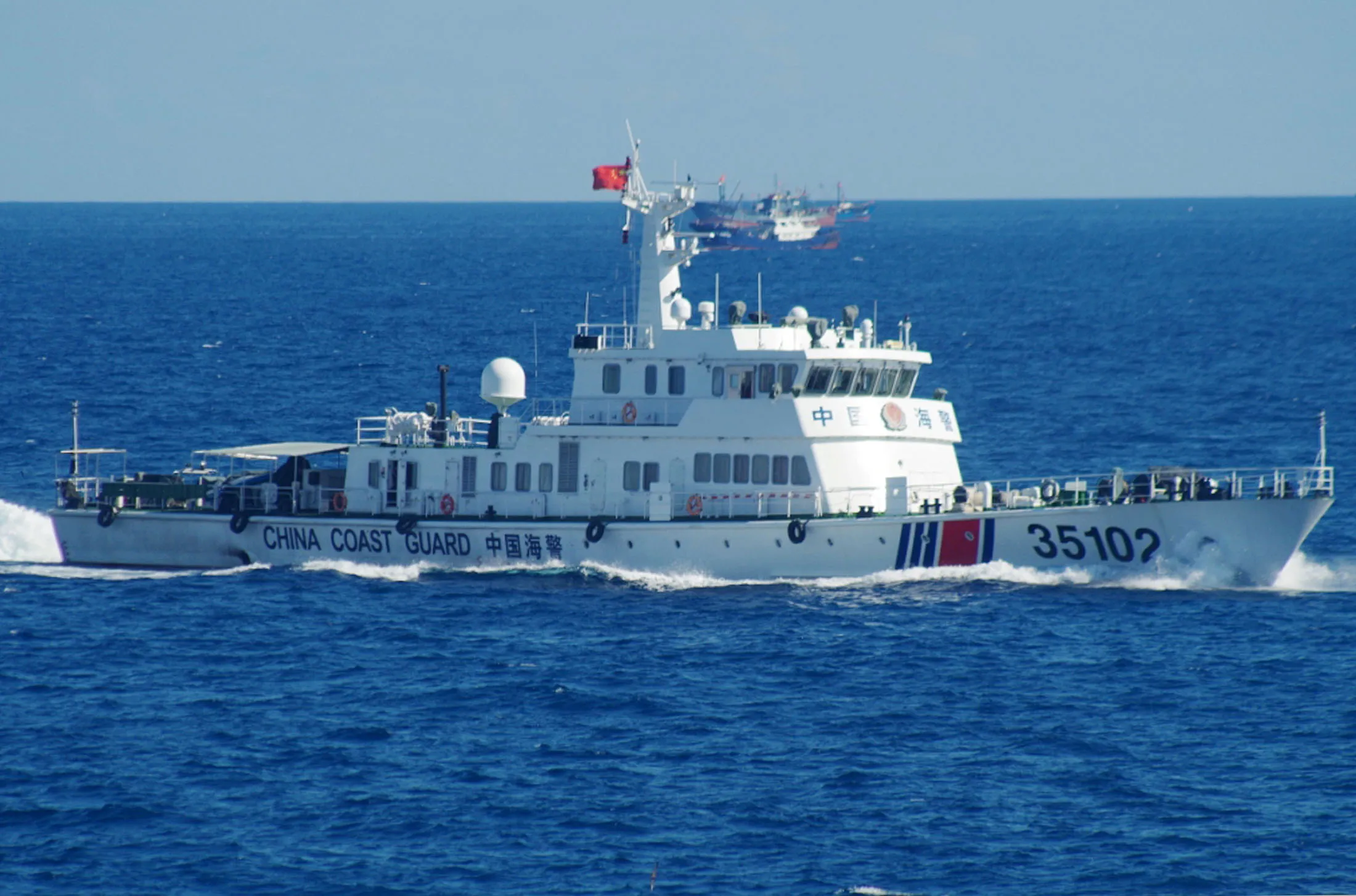 A Chinese coast guard vessel sails near the disputed islands on Aug. 6.
