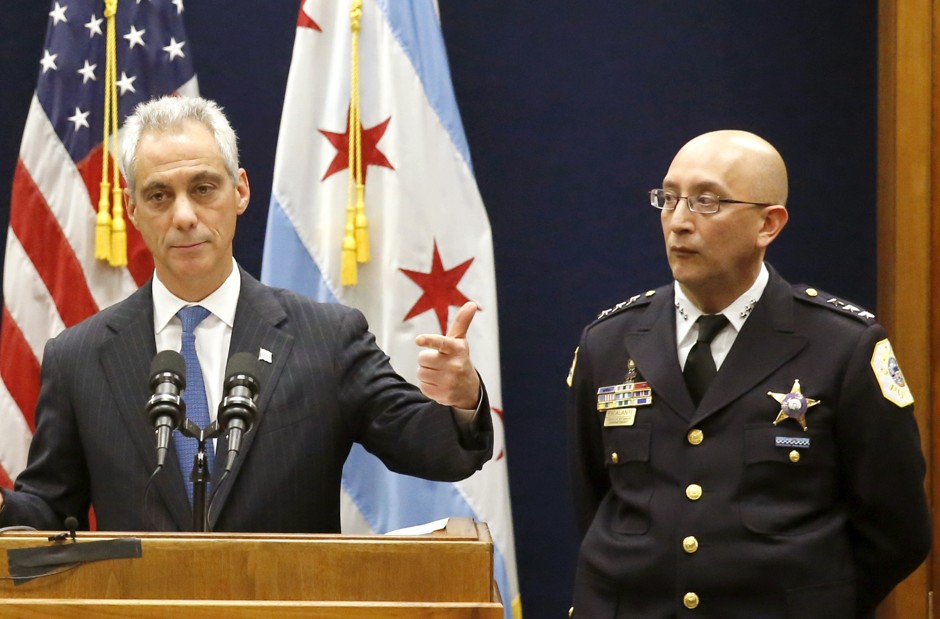Chicago Mayor Rahm Emanuel with Interim Chicago Police Superintendent John Escalante in 2015. 