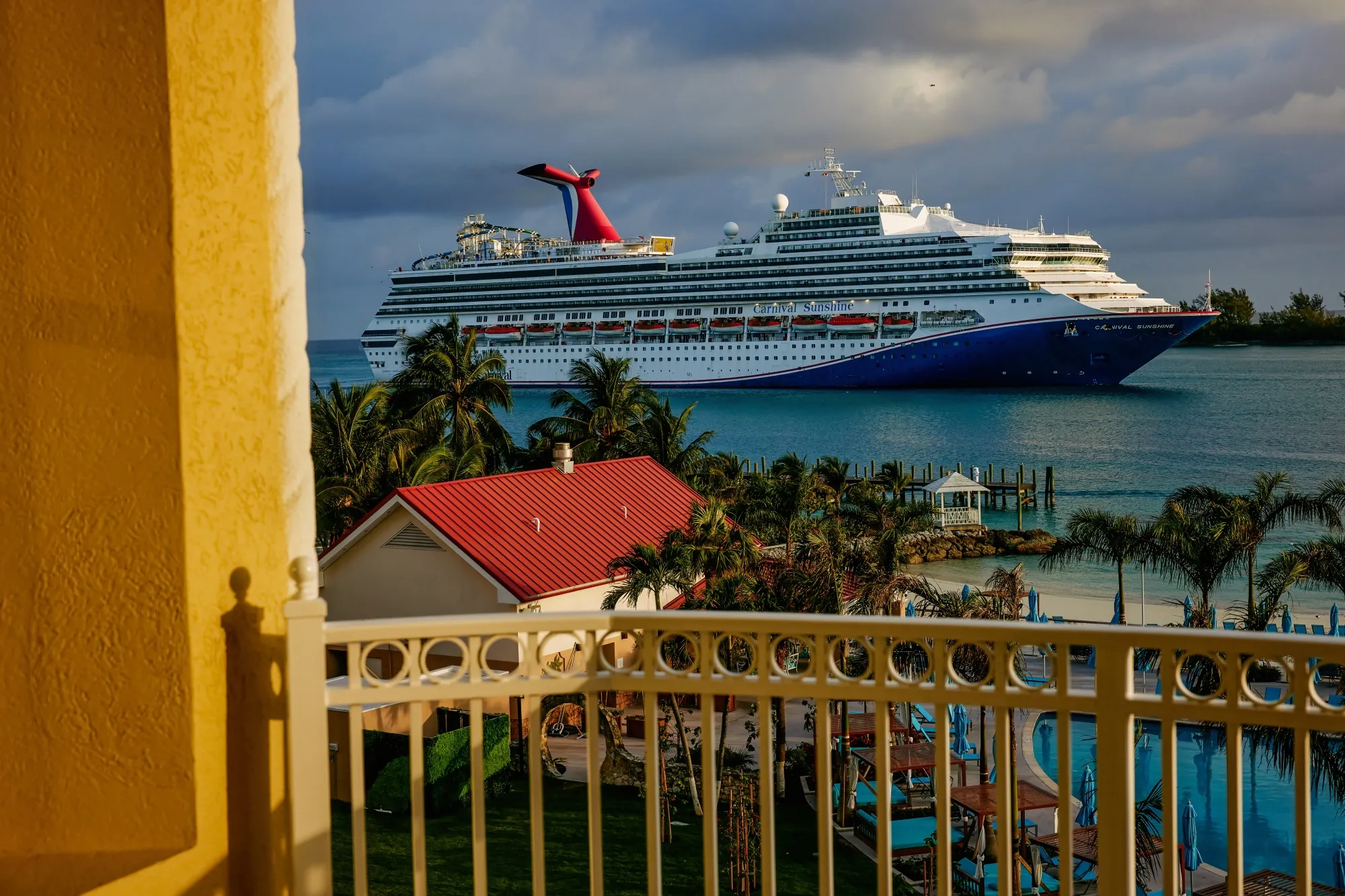 The Carnival Sunshine cruise ship in Nassau, Bahamas, in 2024.