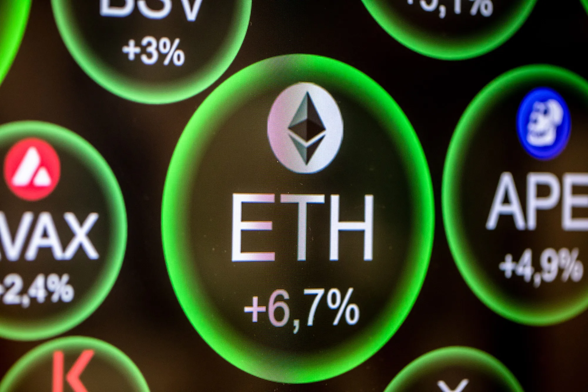 An Ethereum logo&nbsp;inside a cryptocurrency exchange in Barcelona.