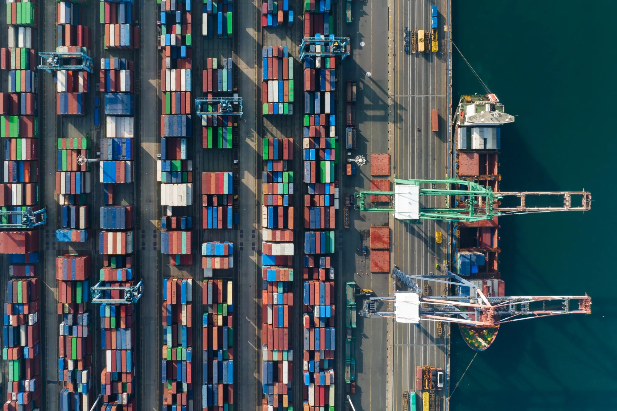 Shipping containers at the Busan Port Terminal in Busan, South Korea.