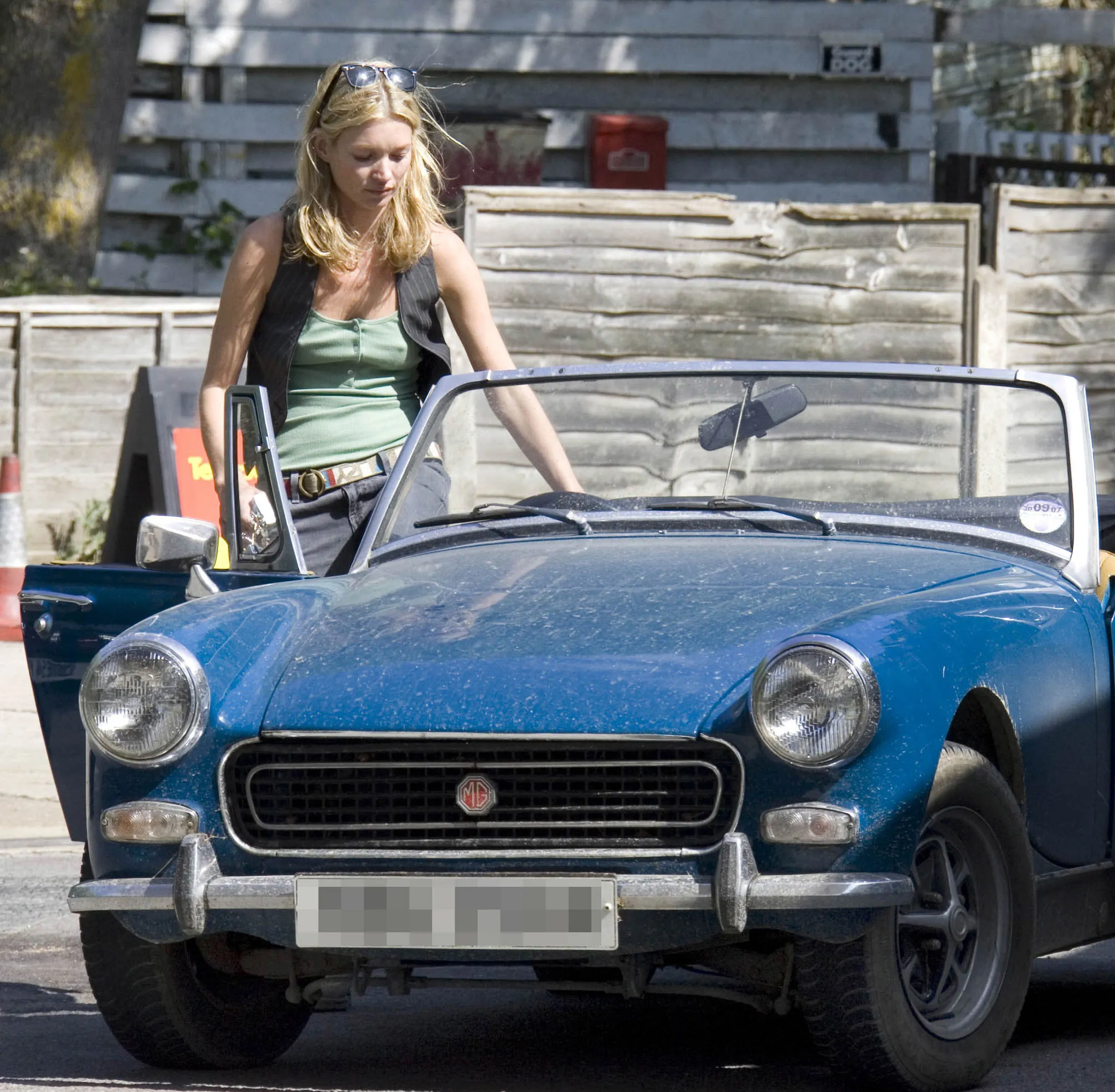Kate Moss,&nbsp;shopping in her MG in&nbsp;Gloucestershire, England, in 2007.