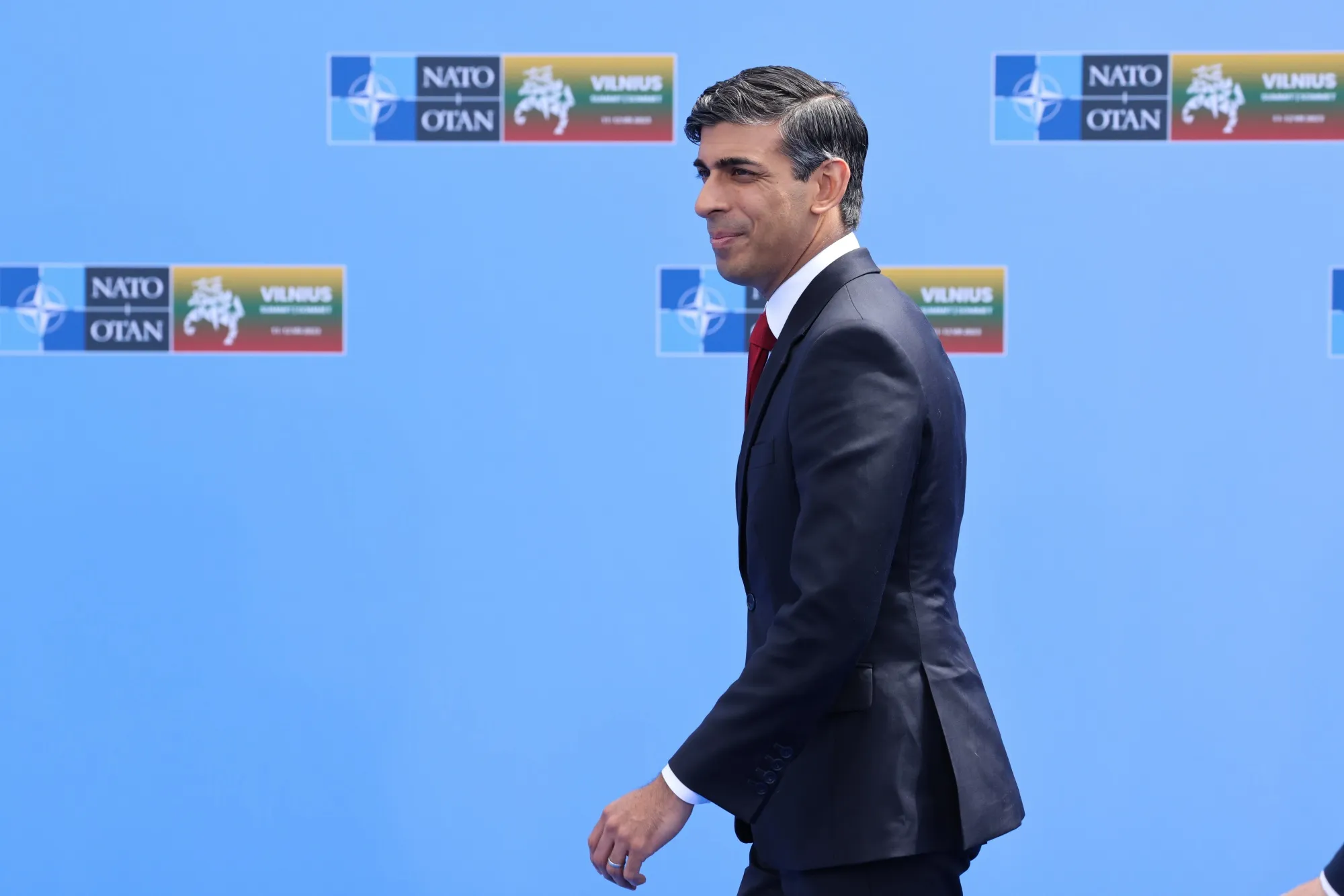 Prime Minister Rishi Sunak spoke to reporters as he headed to a NATO summit in Vilnius, Lithuania.