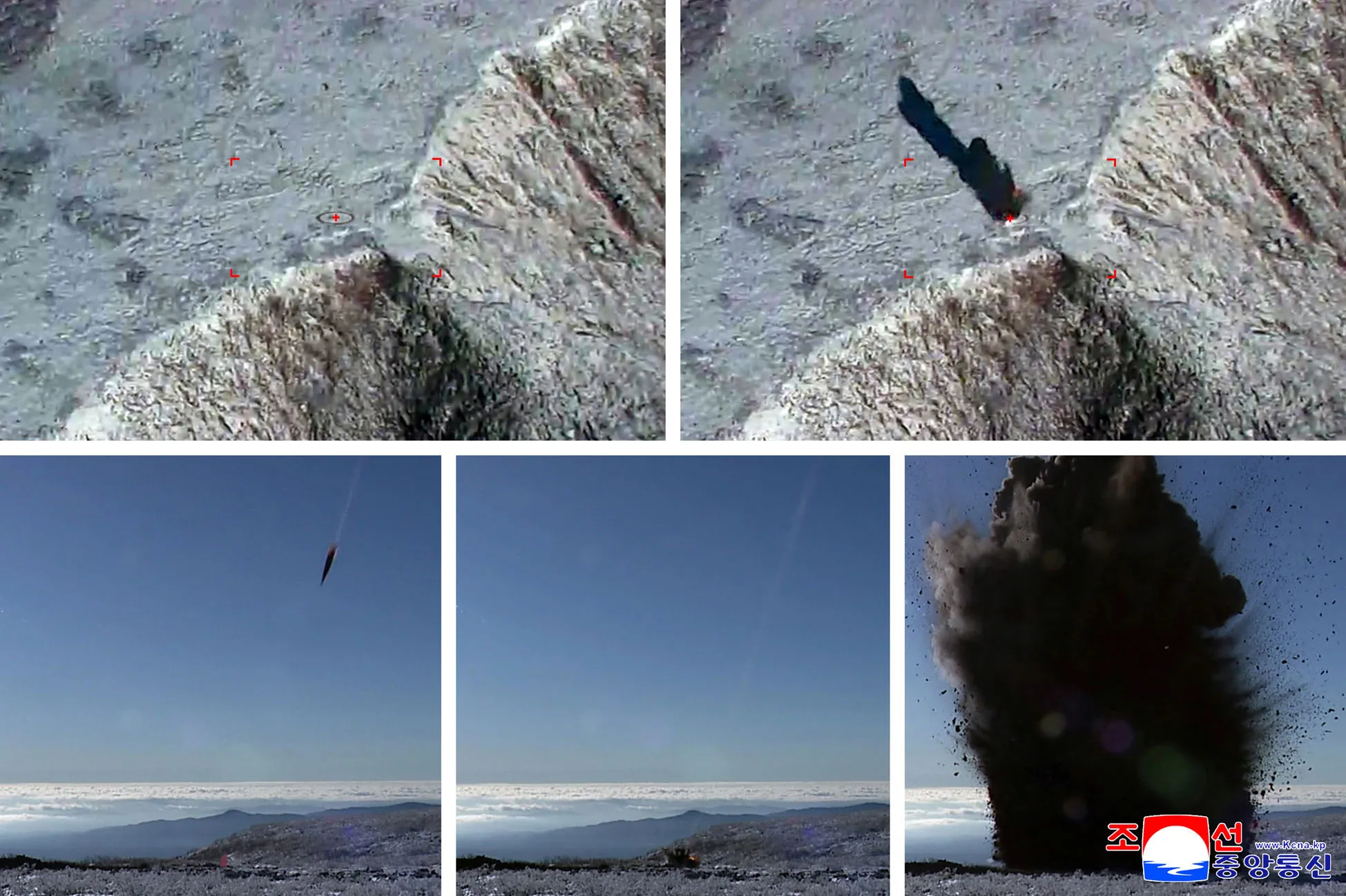 This photo provided by the North Korean government is said to show a test of a hypersonic projectile hitting a target in North Korea on Oct. 22.