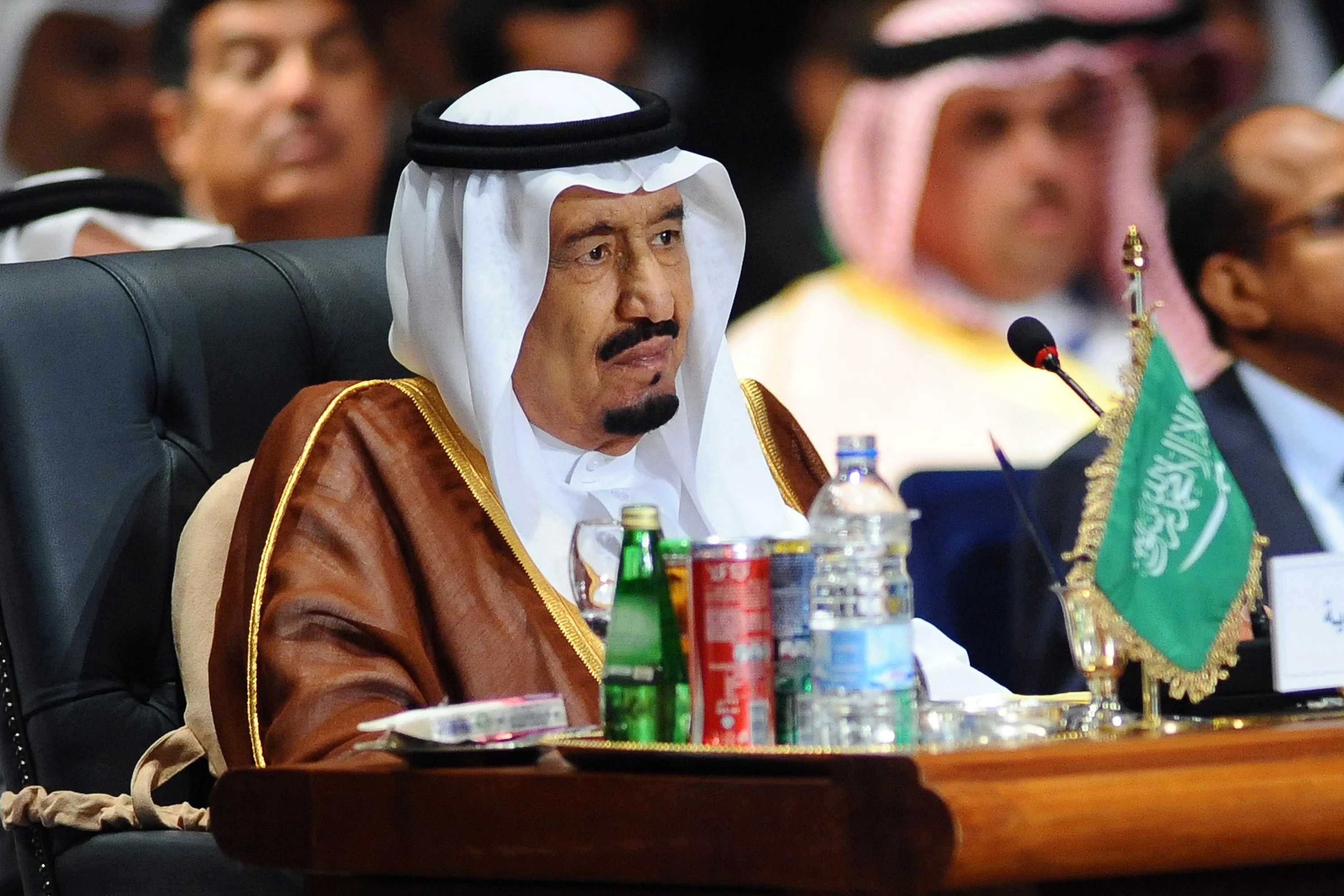 Saudi King Salman Bin Abdul Aziz attends the Arab League summit in Egypt's Red Sea resort of Sharm El-Sheikh on March 28. Source: STR/AFP/Getty Images
