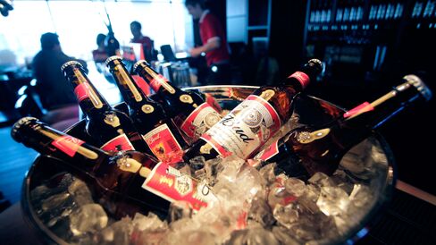 Budweiser beer in Moscow, Russia.